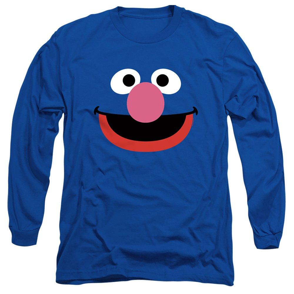 Blue - Sesame Street - Sesame Street Grover Face Long Sleeve T-Shirt Roy - 1