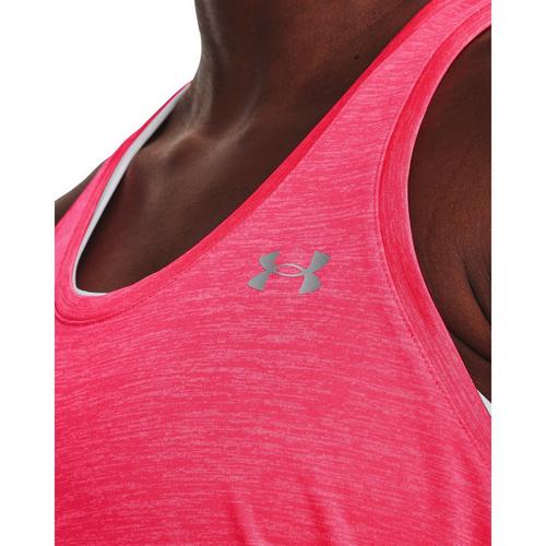 Pink/Wht/Silver - Under Armour - Tech Womens Performance Tank Top - 5