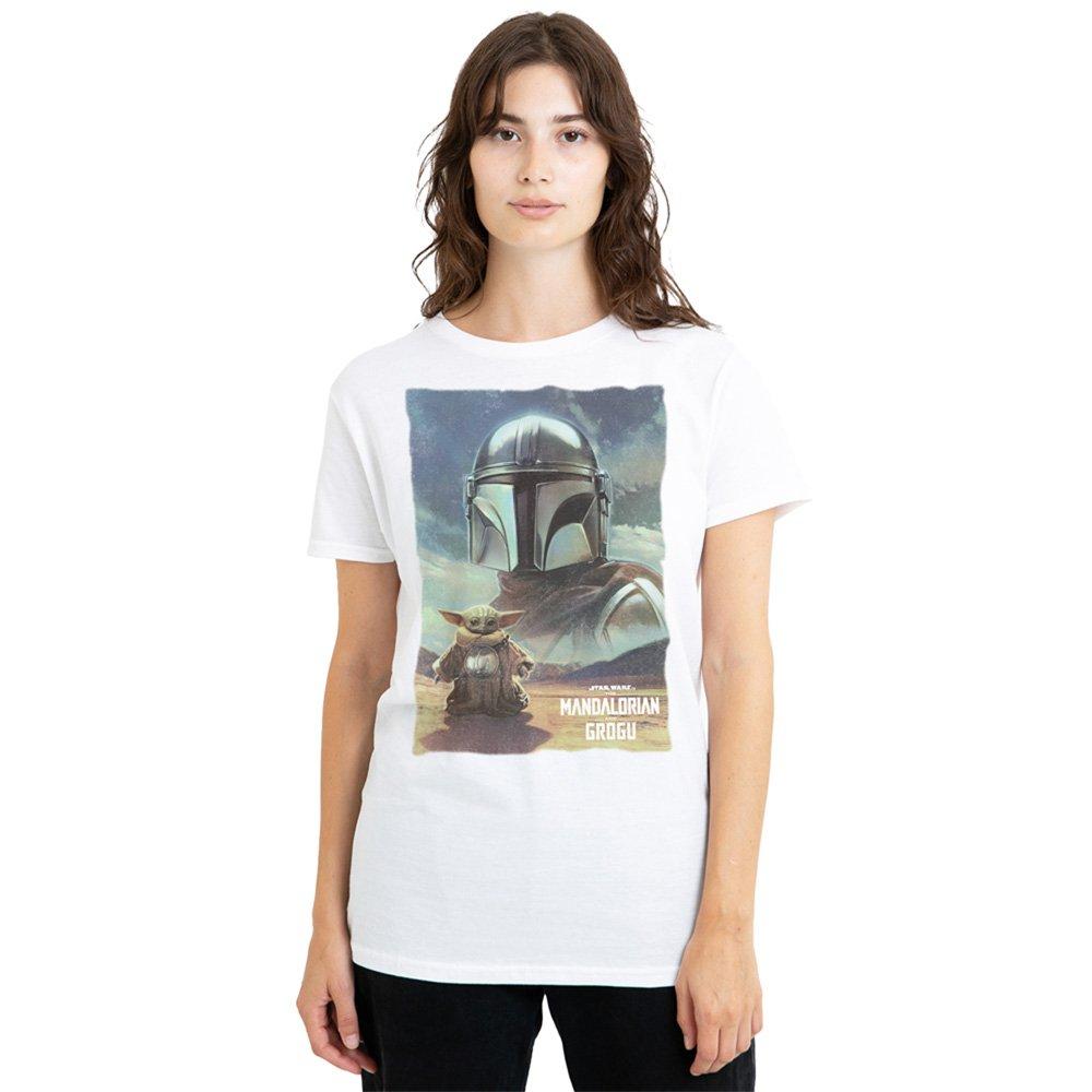 White - Star Wars - The Mandalorian Grogu Worn Poster T-Shirt White - 1