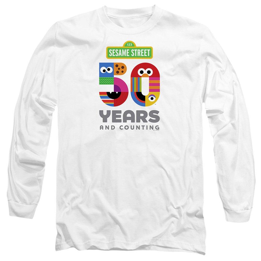 White - Sesame Street - Sesame Street 50 Years Logo Long Sleeve T-Shirt W - 1