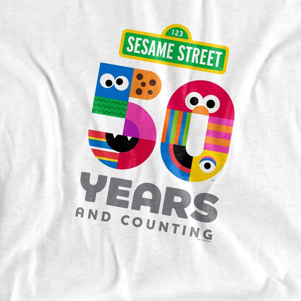 White - Sesame Street - Sesame Street 50 Years Logo Long Sleeve T-Shirt W - 2