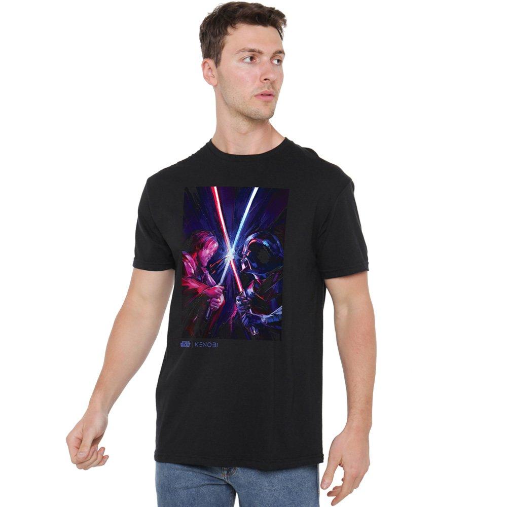 Black - Star Wars - Star Wars Ewan Kenobi Lightsaber Clash Mens T-Shir - 1
