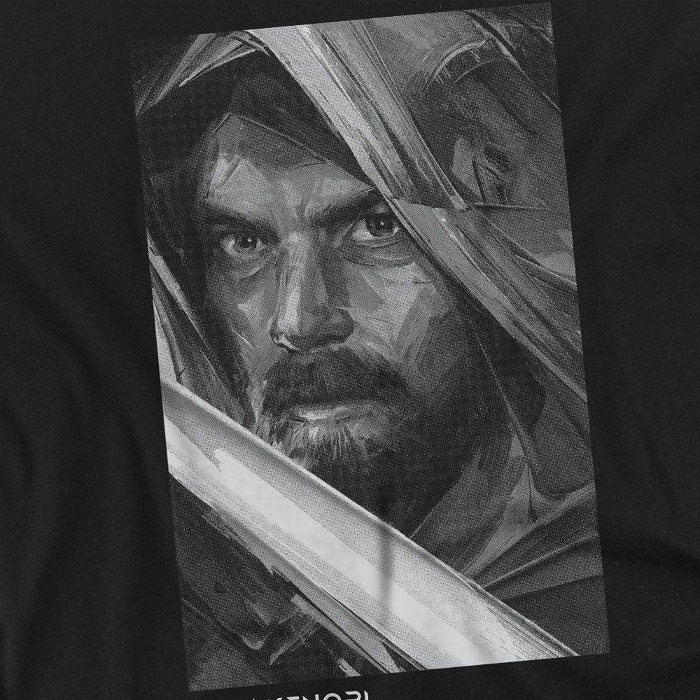 Black - Star Wars - Star Wars Ewan Kenobi Mono Portrait Mens T-Shirt B - 2