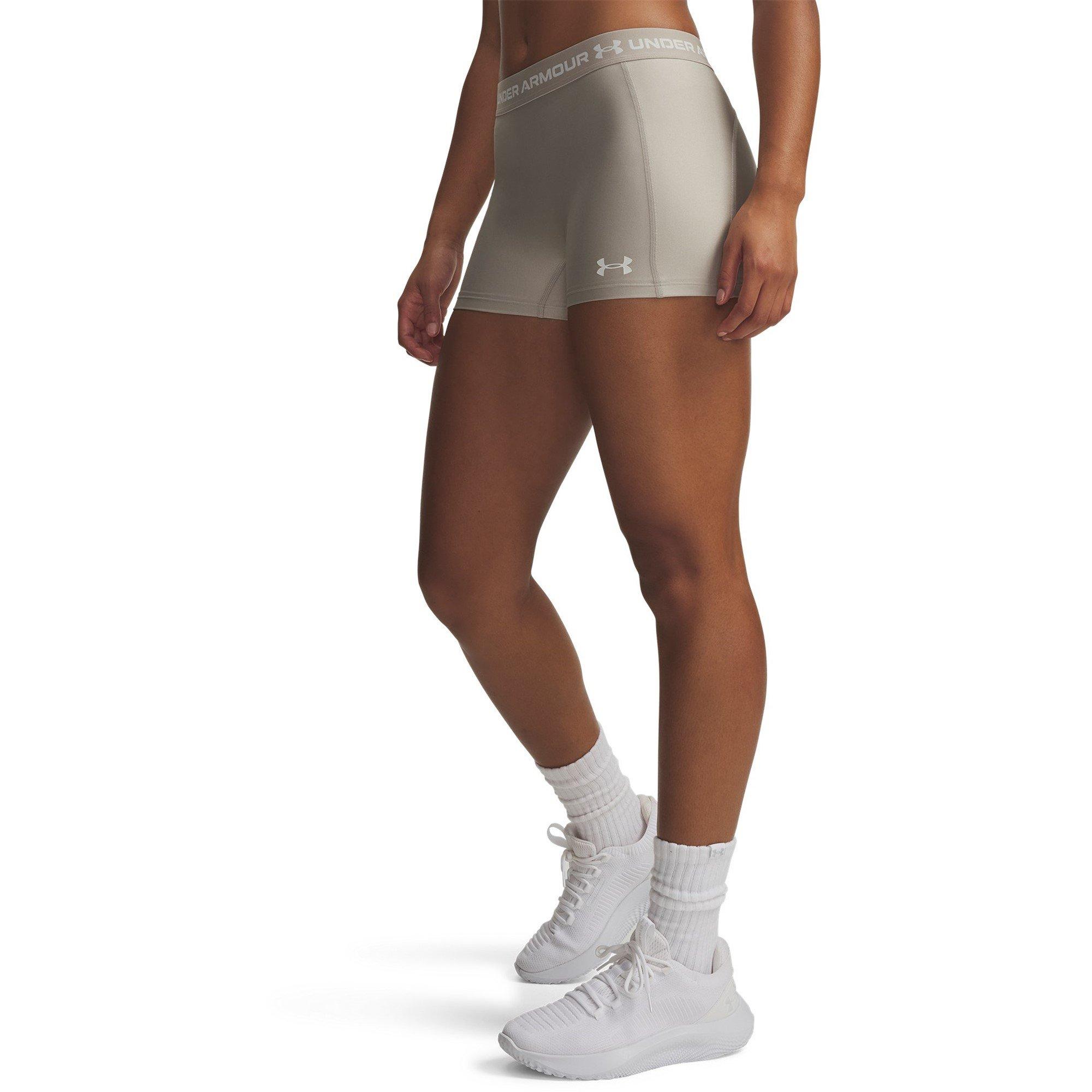 Under Armour Women's Heatgear Performance Gym Shorts - Taupe/White - 10 (S)