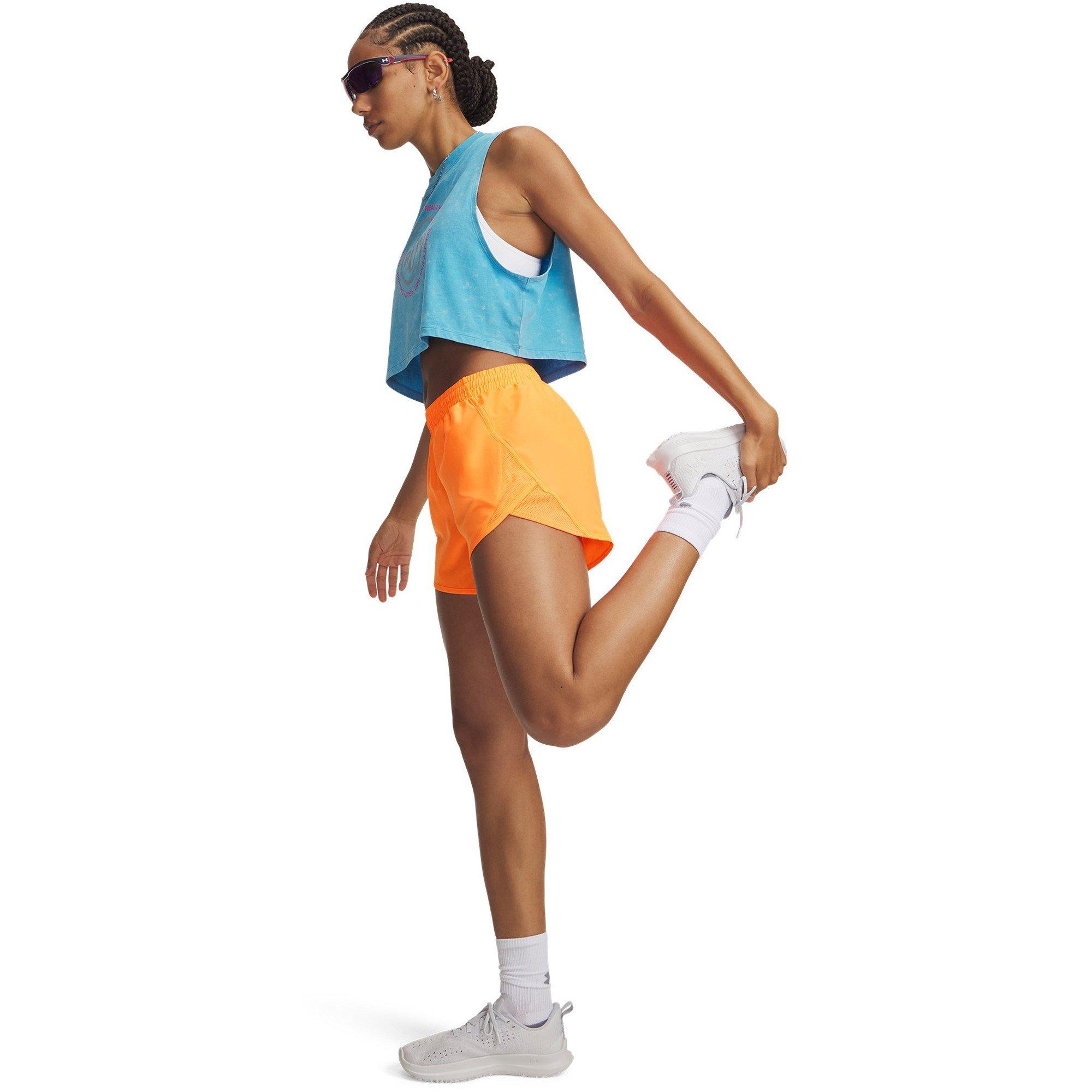 Tangerina/Refl - Under Armour - Womens Fly-By Performance Gym Shorts - 3