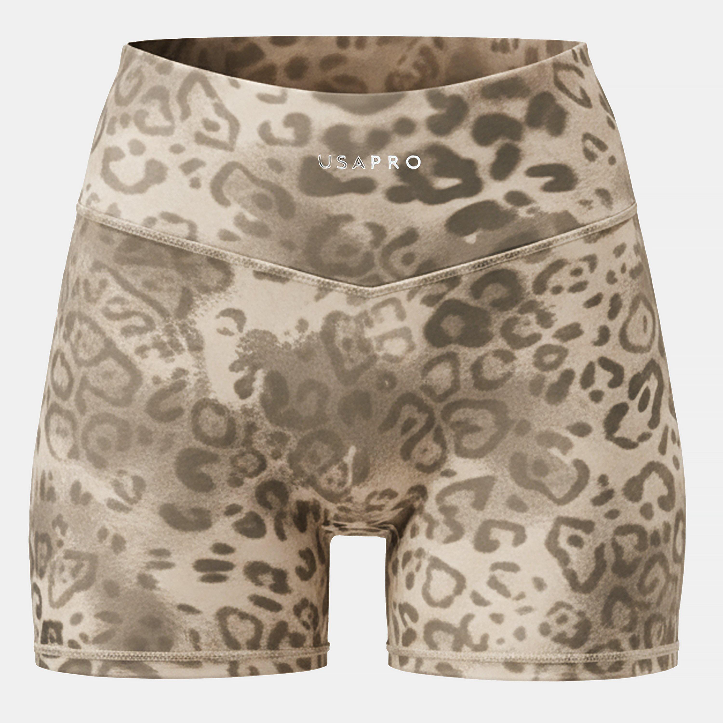 Usa Pro Women's Training 5-Inch Waistband Shorts - Blurred Leopard - 12 (40)