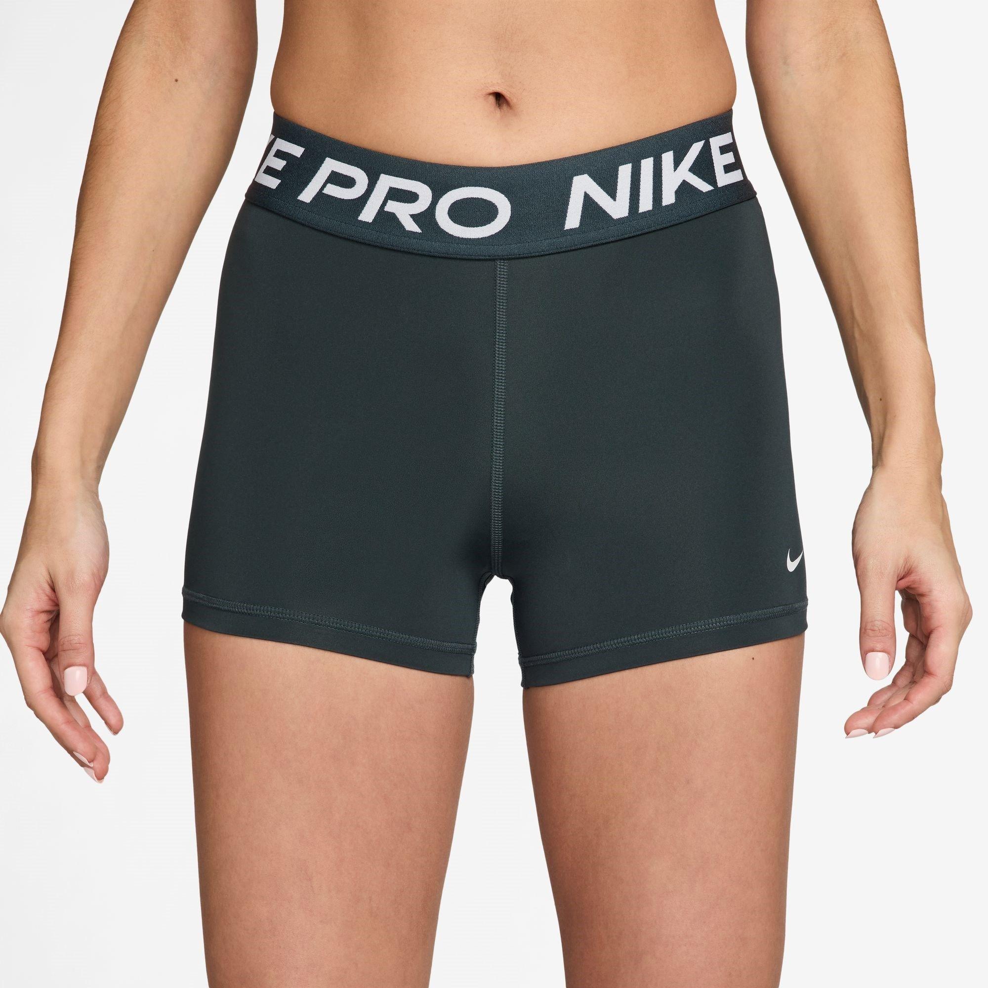 Nike Women's Pro Three Inch Shorts - Seaweed/White - 14 (L)