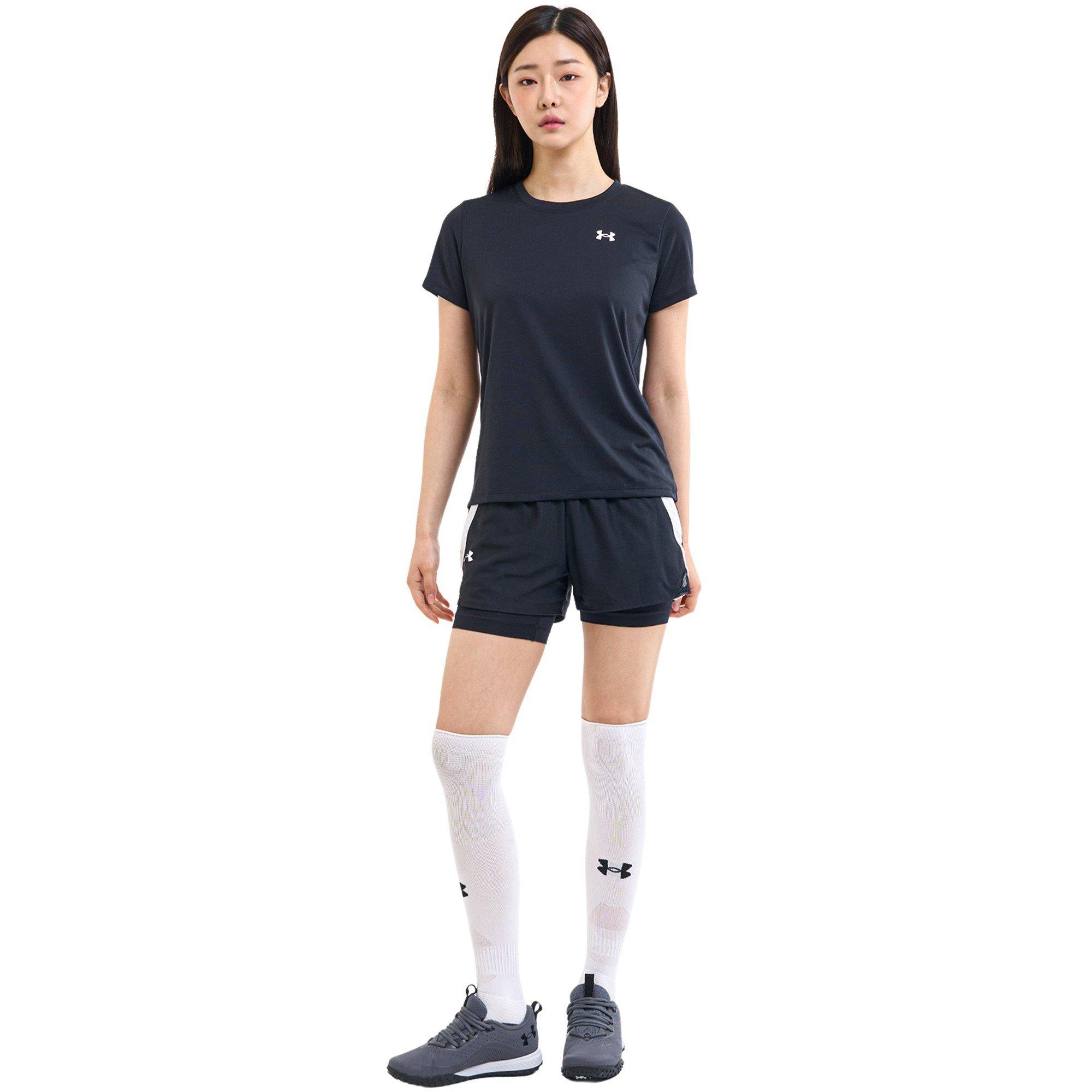 Black/White - Under Armour - Play Up 2 In 1 Womens Performance Shorts - 12