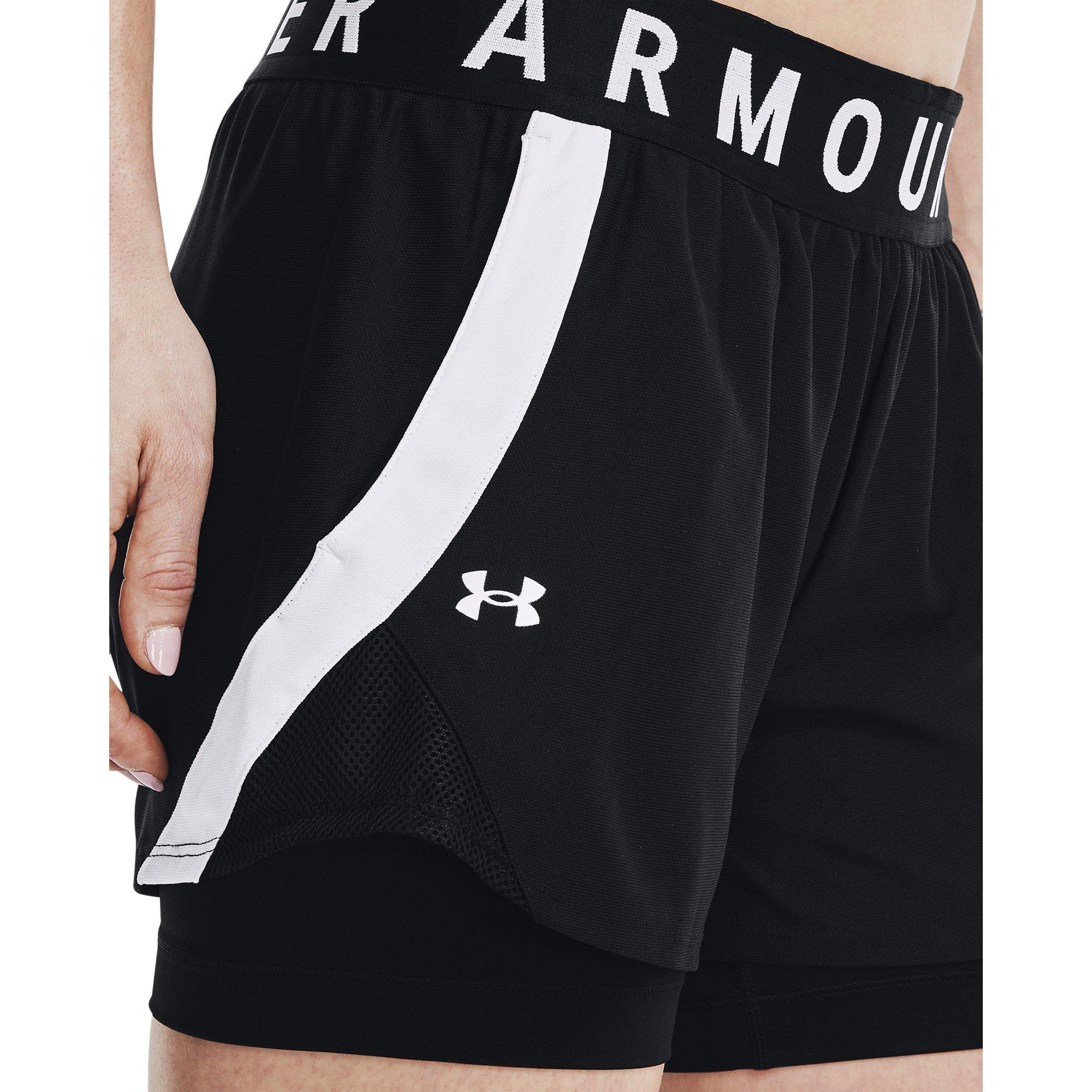 Black/White - Under Armour - Play Up 2 In 1 Womens Performance Shorts - 15