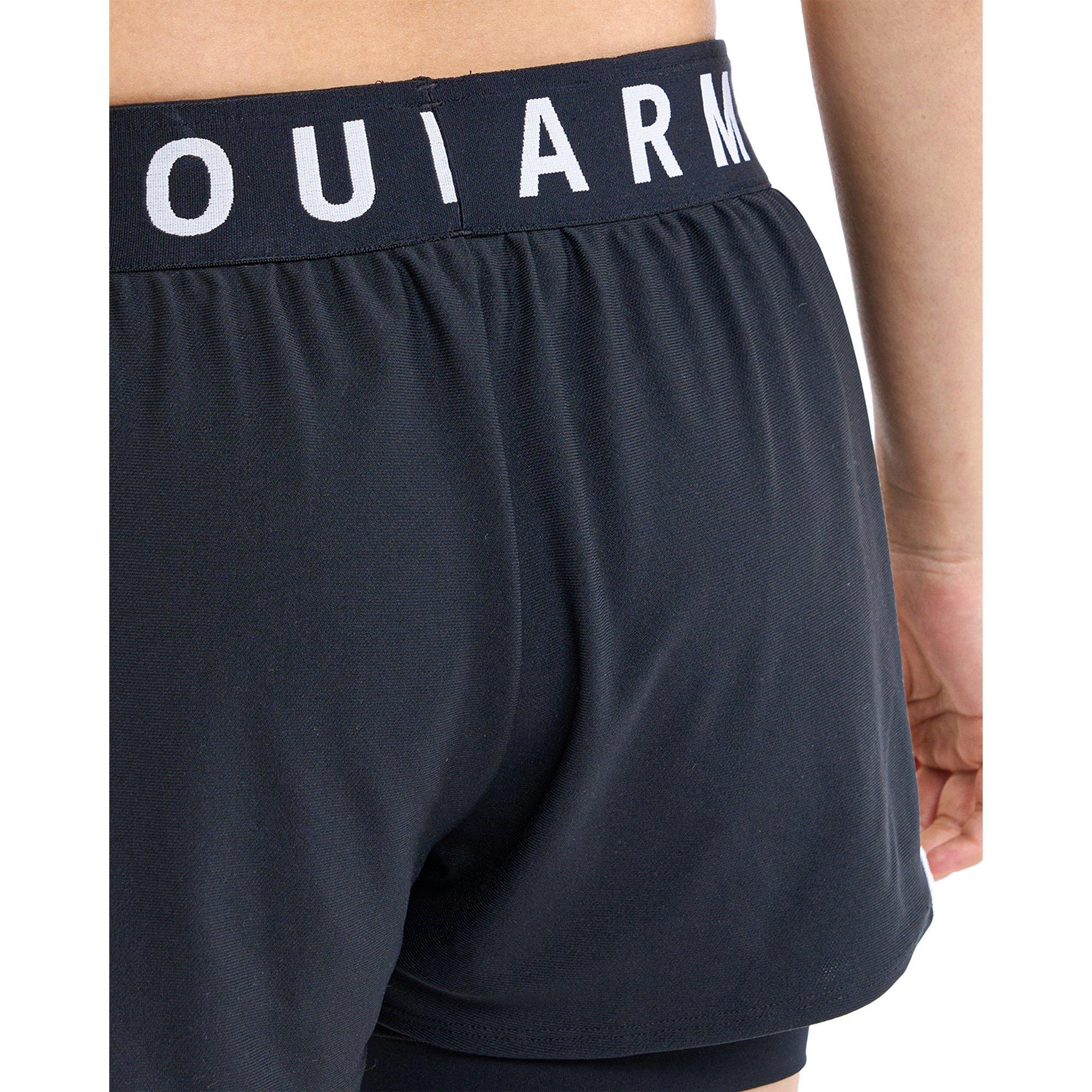 Black/White - Under Armour - Play Up 2 In 1 Womens Performance Shorts - 16