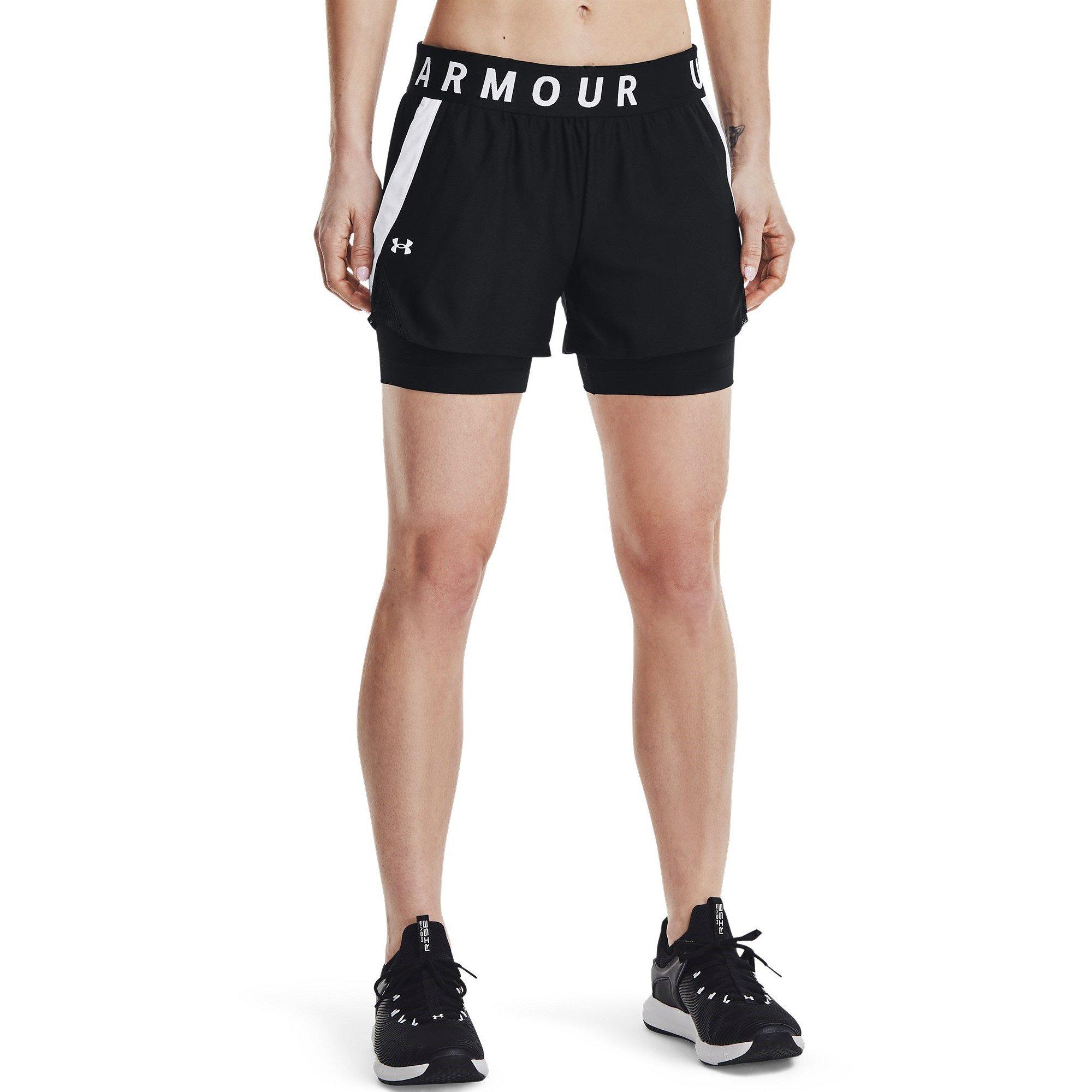 Black/White - Under Armour - Play Up 2 In 1 Womens Performance Shorts - 3