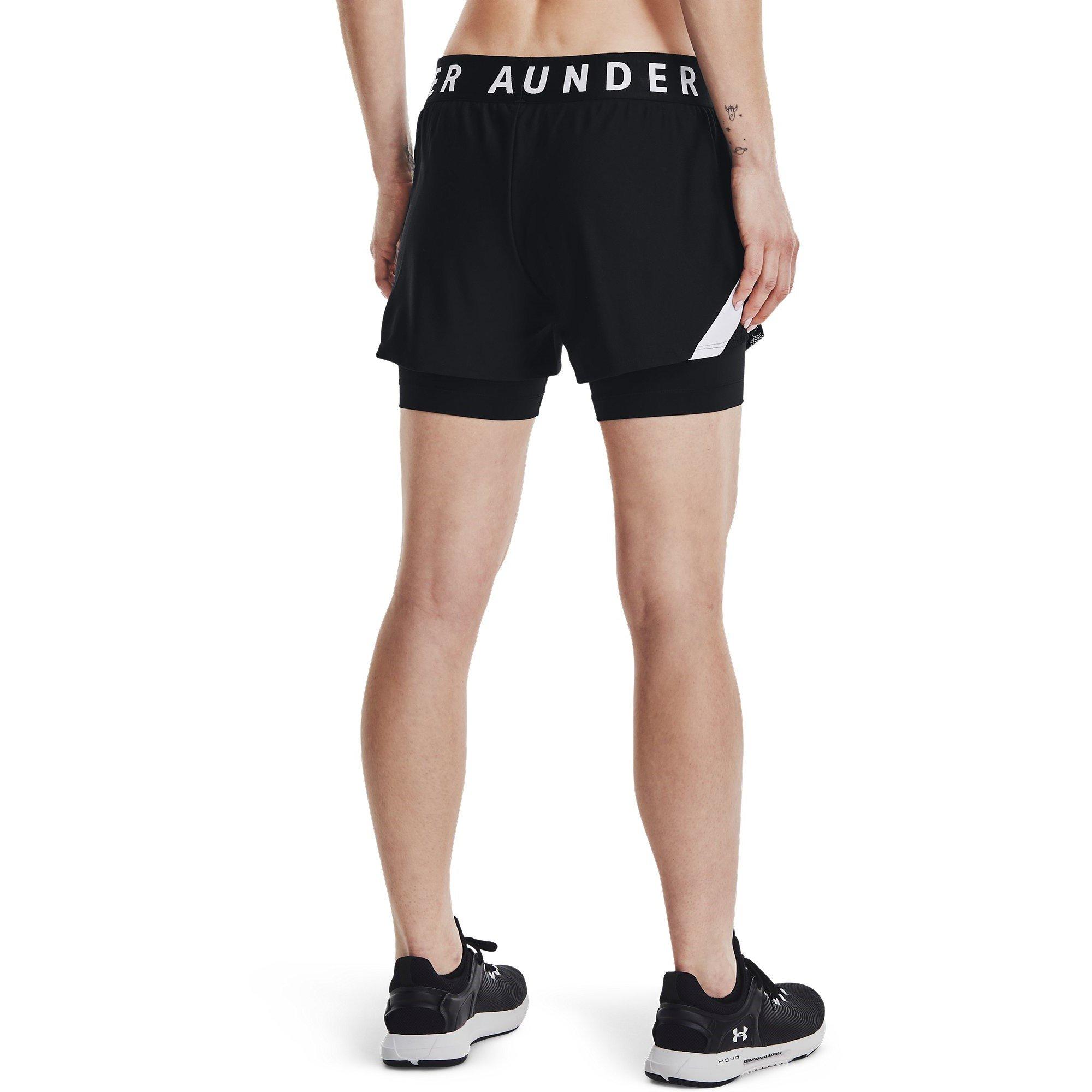 Black/White - Under Armour - Play Up 2 In 1 Womens Performance Shorts - 4