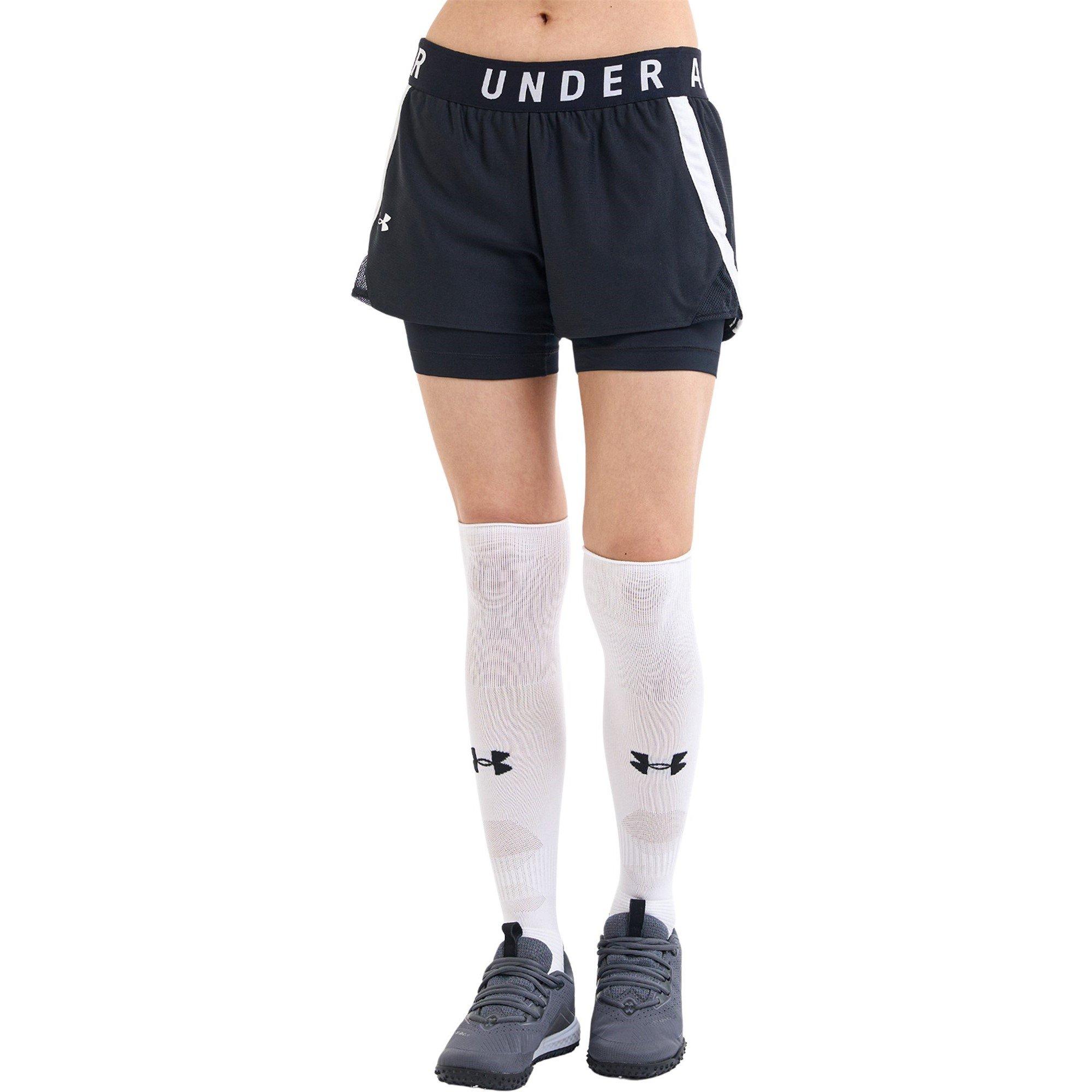 Black/White - Under Armour - Play Up 2 In 1 Womens Performance Shorts - 5
