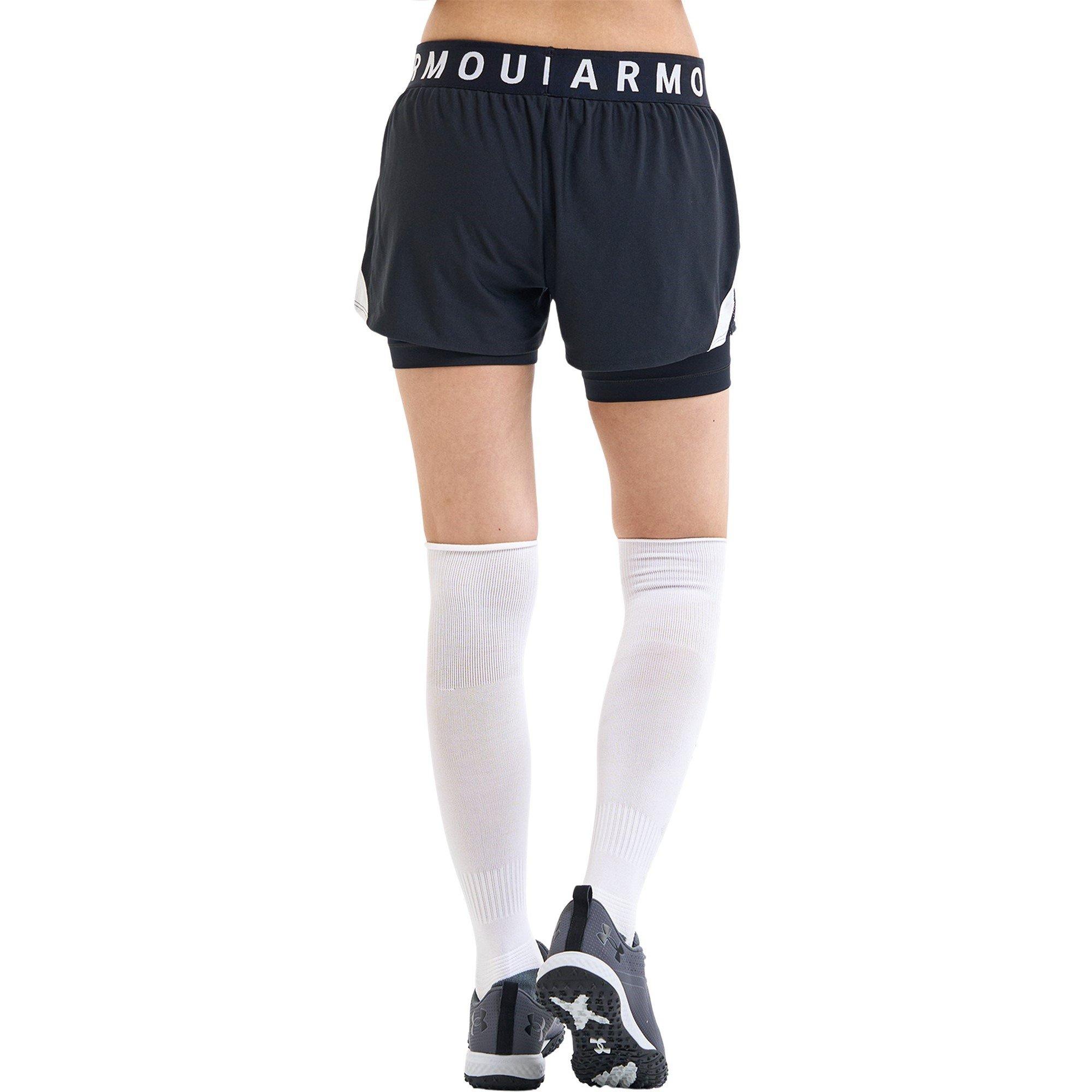 Black/White - Under Armour - Play Up 2 In 1 Womens Performance Shorts - 6
