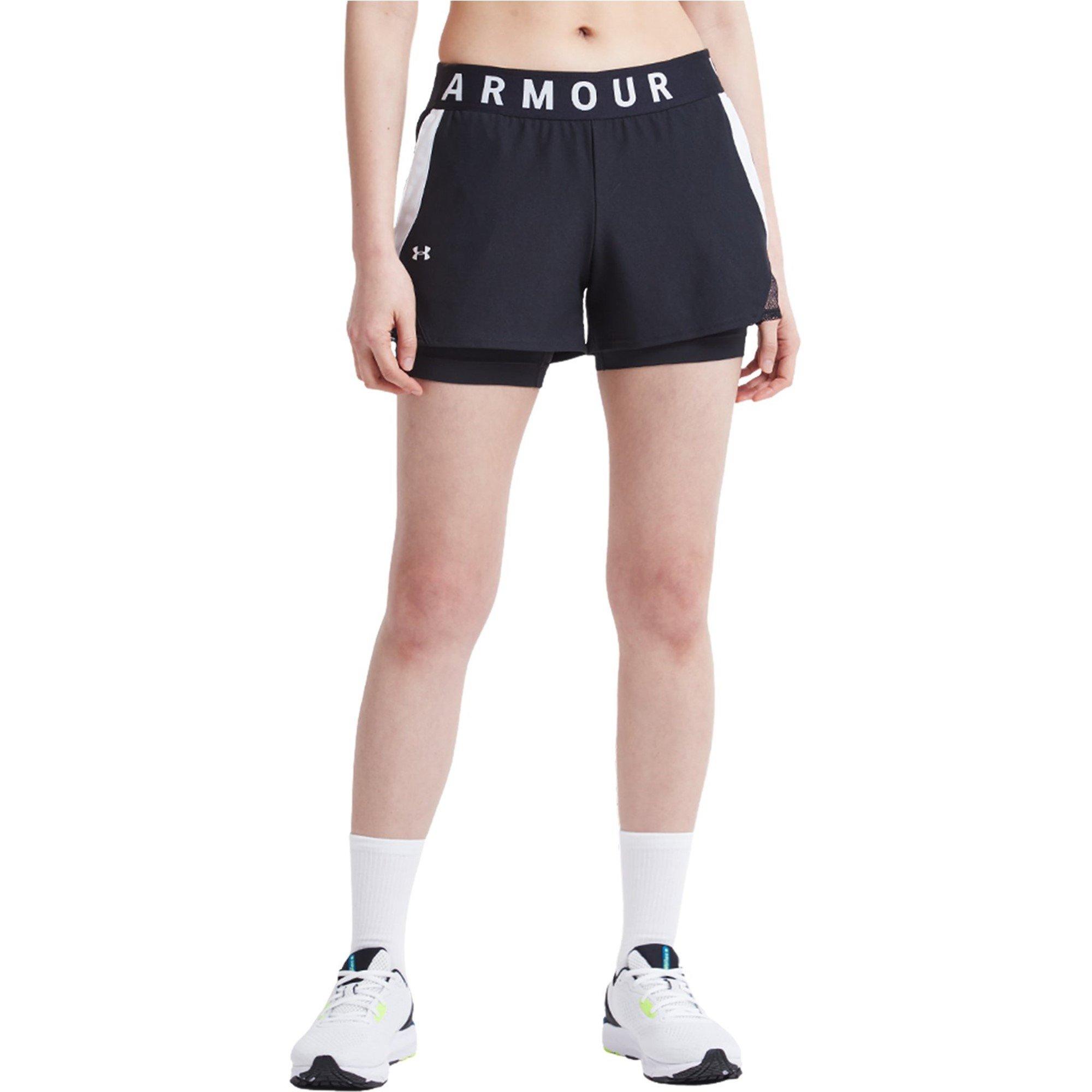 Black/White - Under Armour - Play Up 2 In 1 Womens Performance Shorts - 7