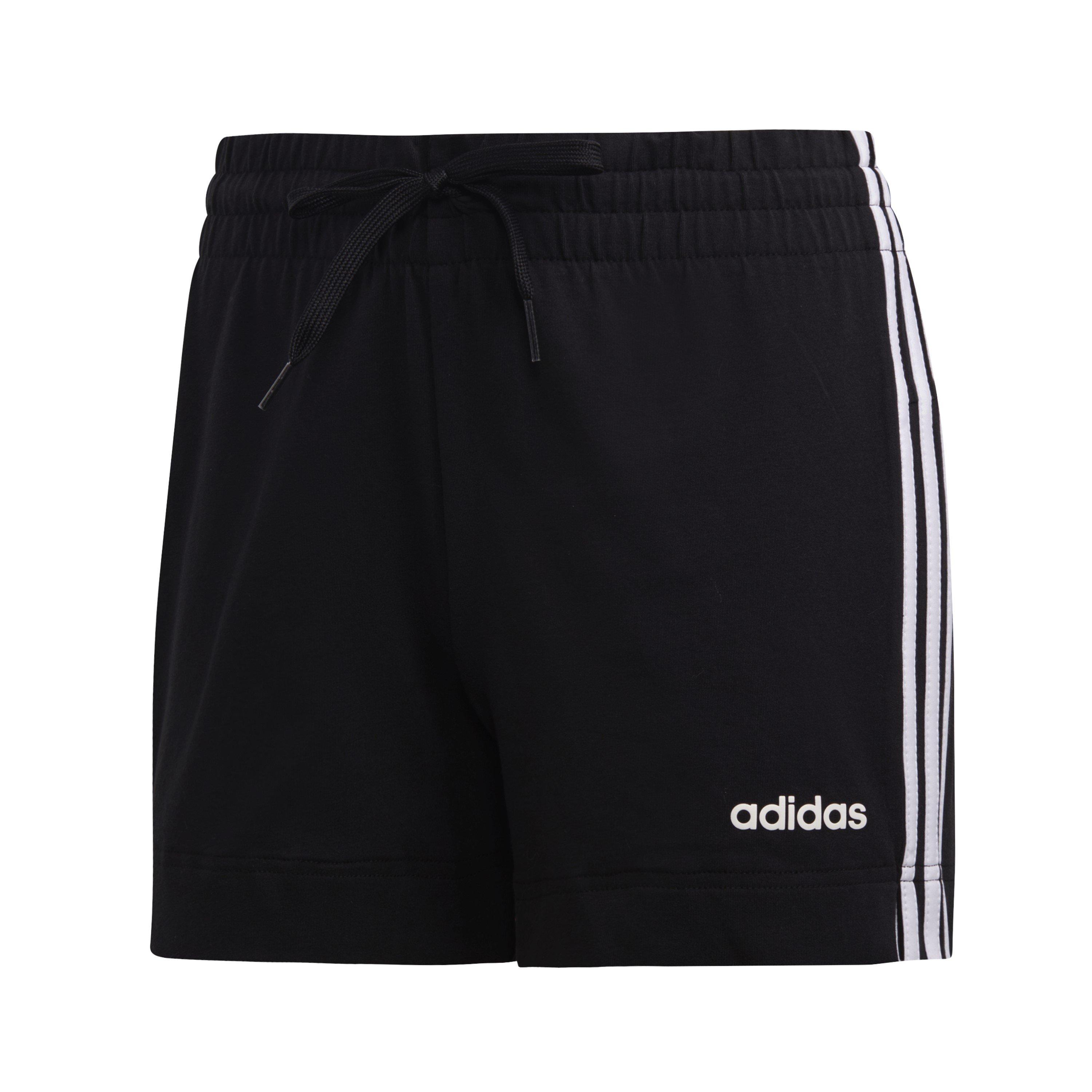 Adidas Women's Essentials Striped Slim Performance Gym Shorts - Black/White - 6 (XXS)