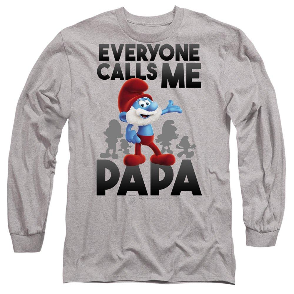Grey - Other - Smurfs Call Me Papa Smurf Long Sleeve T-Shirt Ath - 1