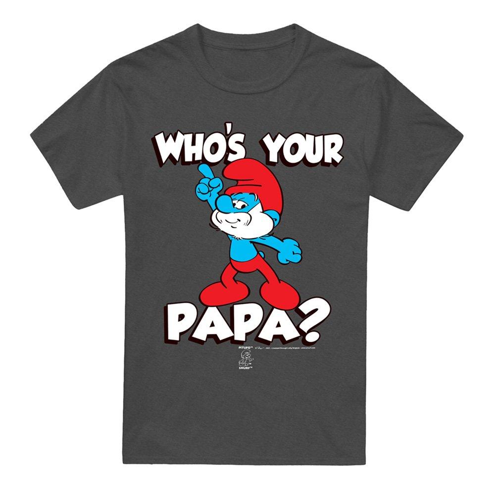 Grey - Other - Smurfs WhoS Your Papa? T-Shirt Charcoal - 4