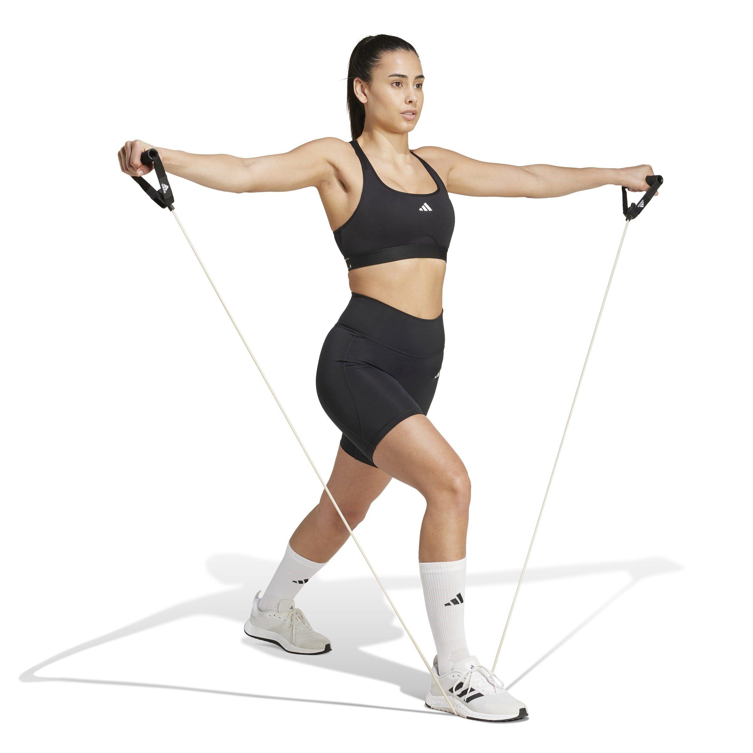 Black - adidas - Optime Essentials Stash Pocket 7 Inch Short Leggings Womens - 4