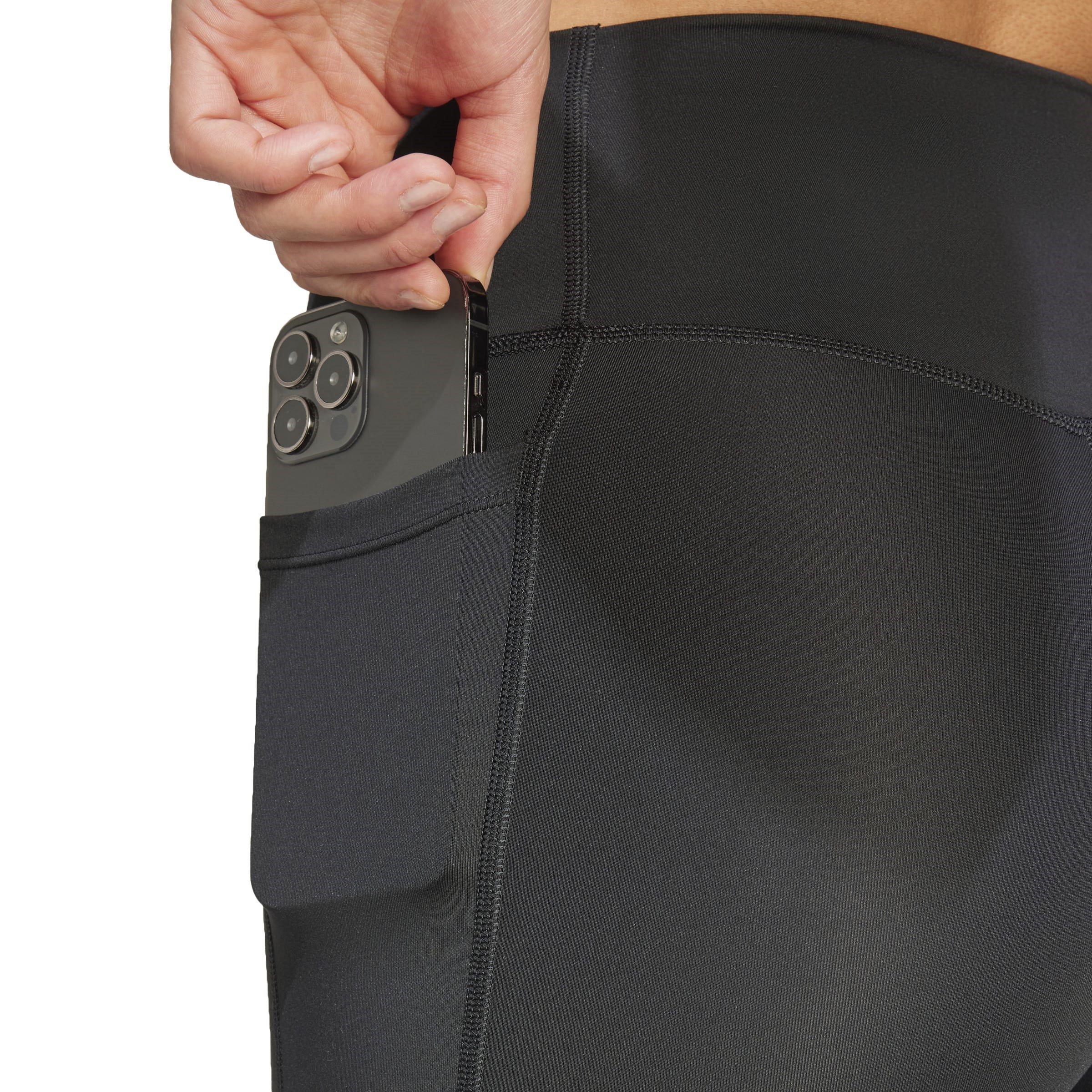 Black - adidas - Optime Essentials Stash Pocket 7 Inch Short Leggings Womens - 5