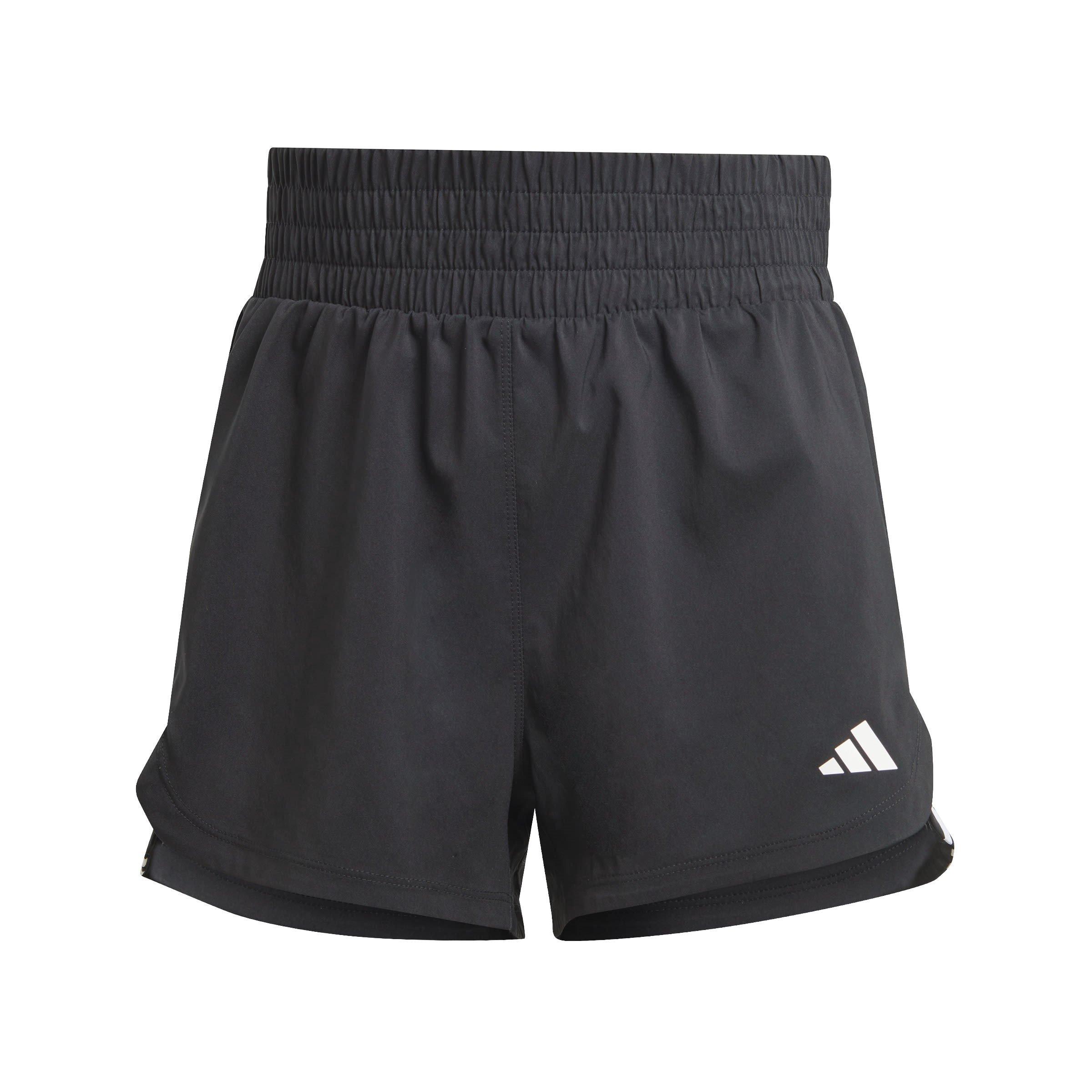 Adidas Women's Pacer Training 3-Stripes Woven High-Rise Shorts - Black/White - 8 (XS)
