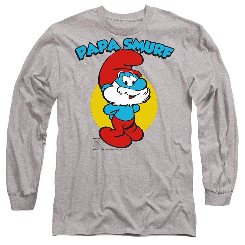 Men's Other Smurfs Papa Smurf Long Sleeve T-Shirt Athletic He - Grey - S