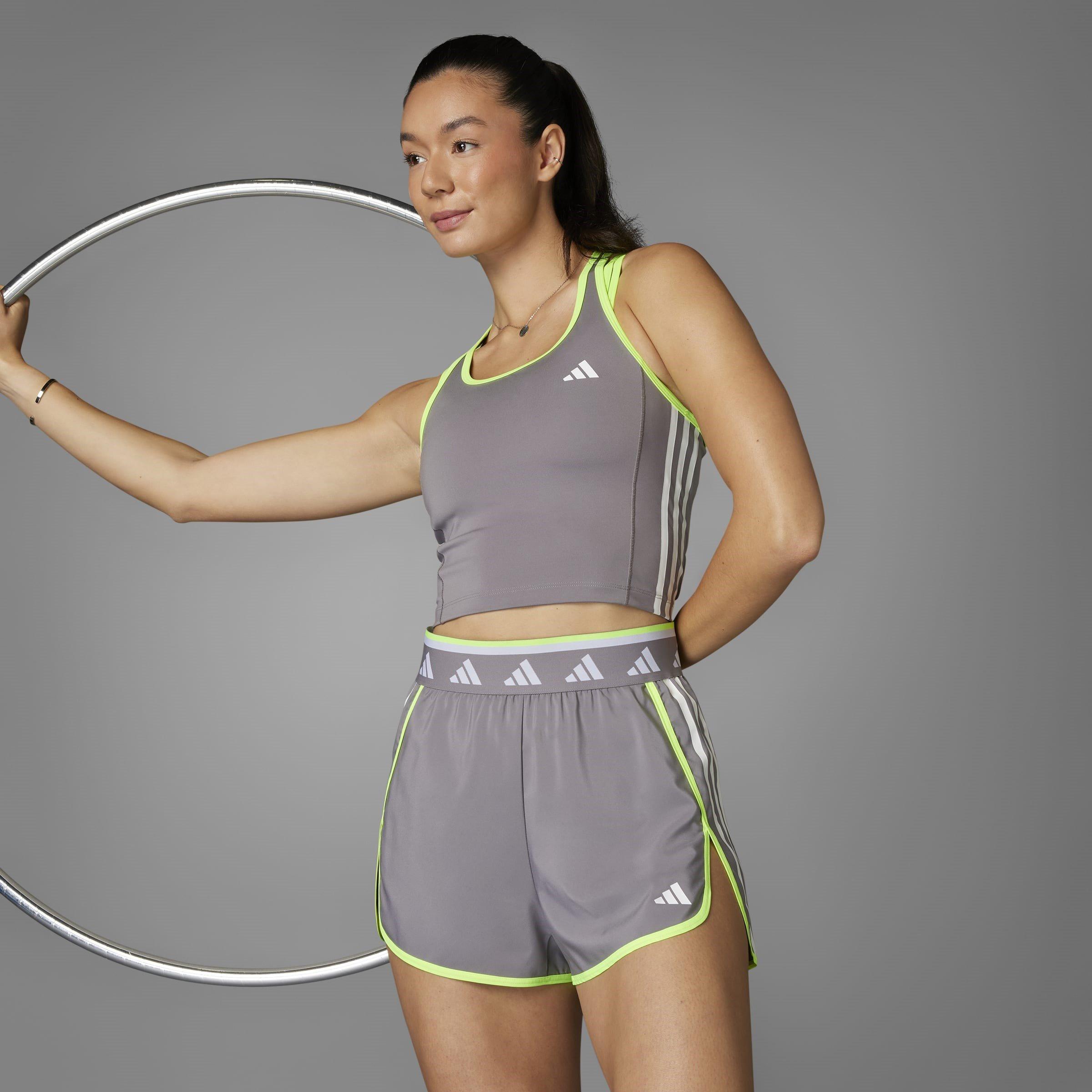 Taupe/Wht/Lemon - adidas - adidas Hyperglam Woven Color Pop Womens Performance Shorts - 7