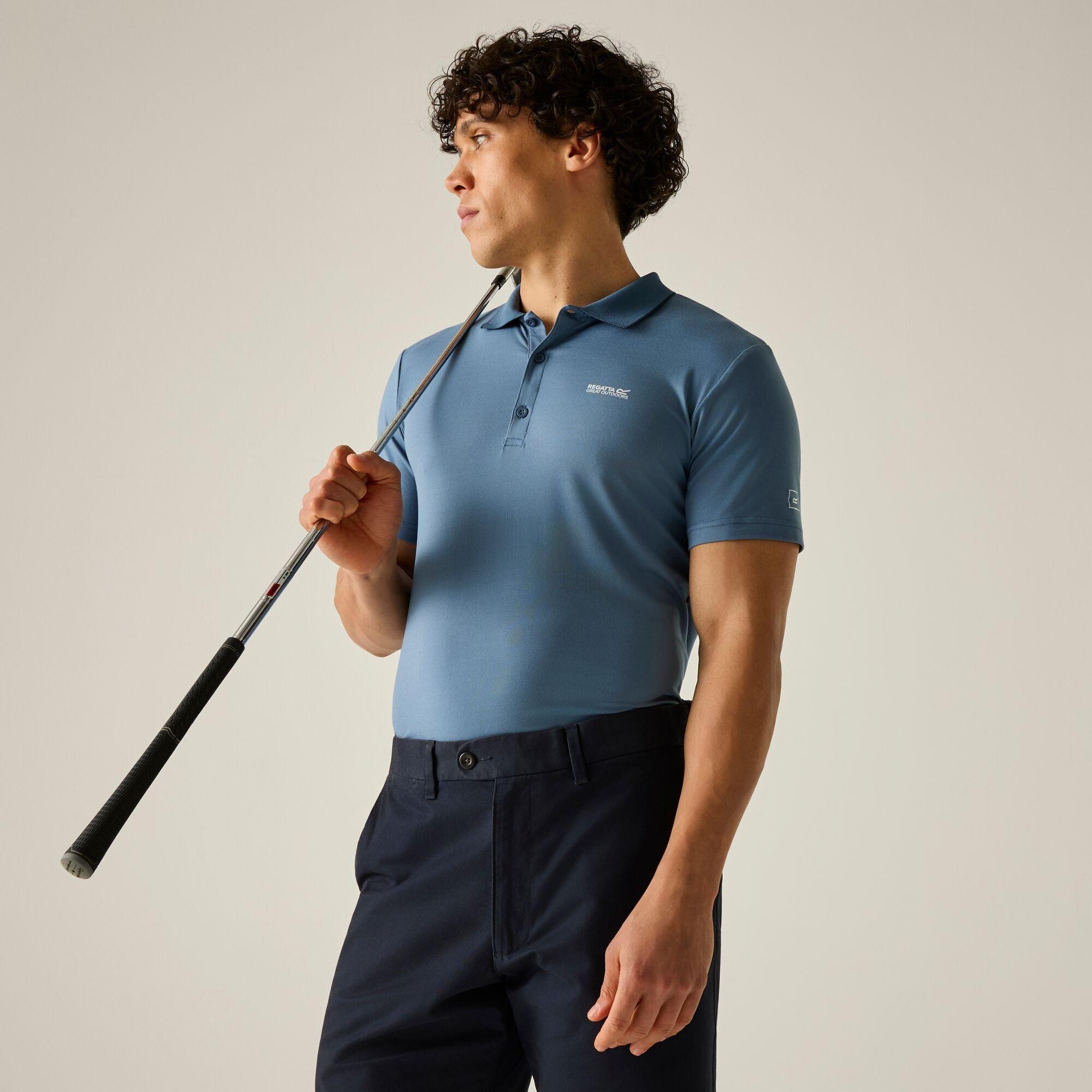 China Blue - Regatta - Mens Maverik stretch UPF 50+ Polo Shirt - 2