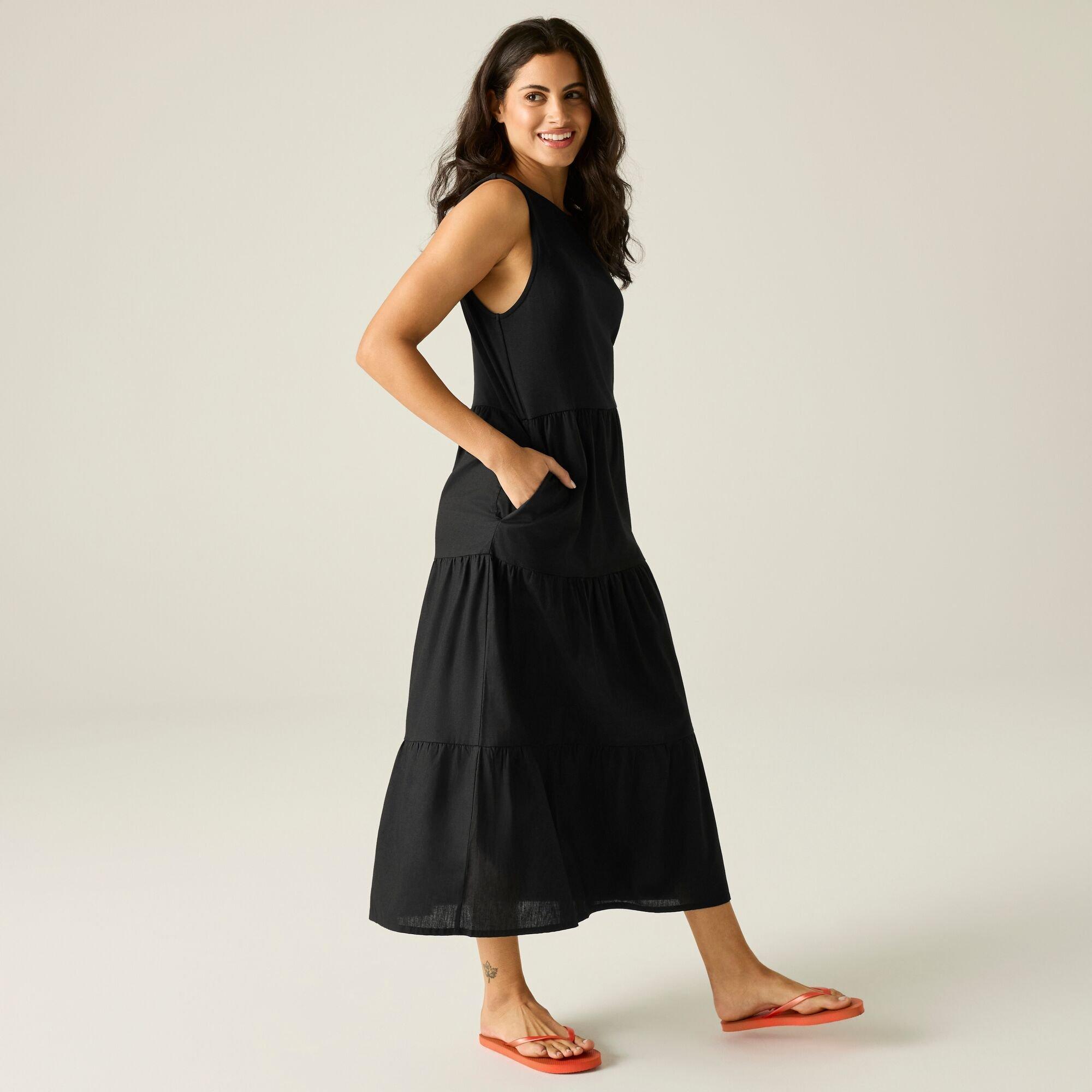 Black - Regatta - Womens Tarise Tiered Midi Stretch Dress - 3