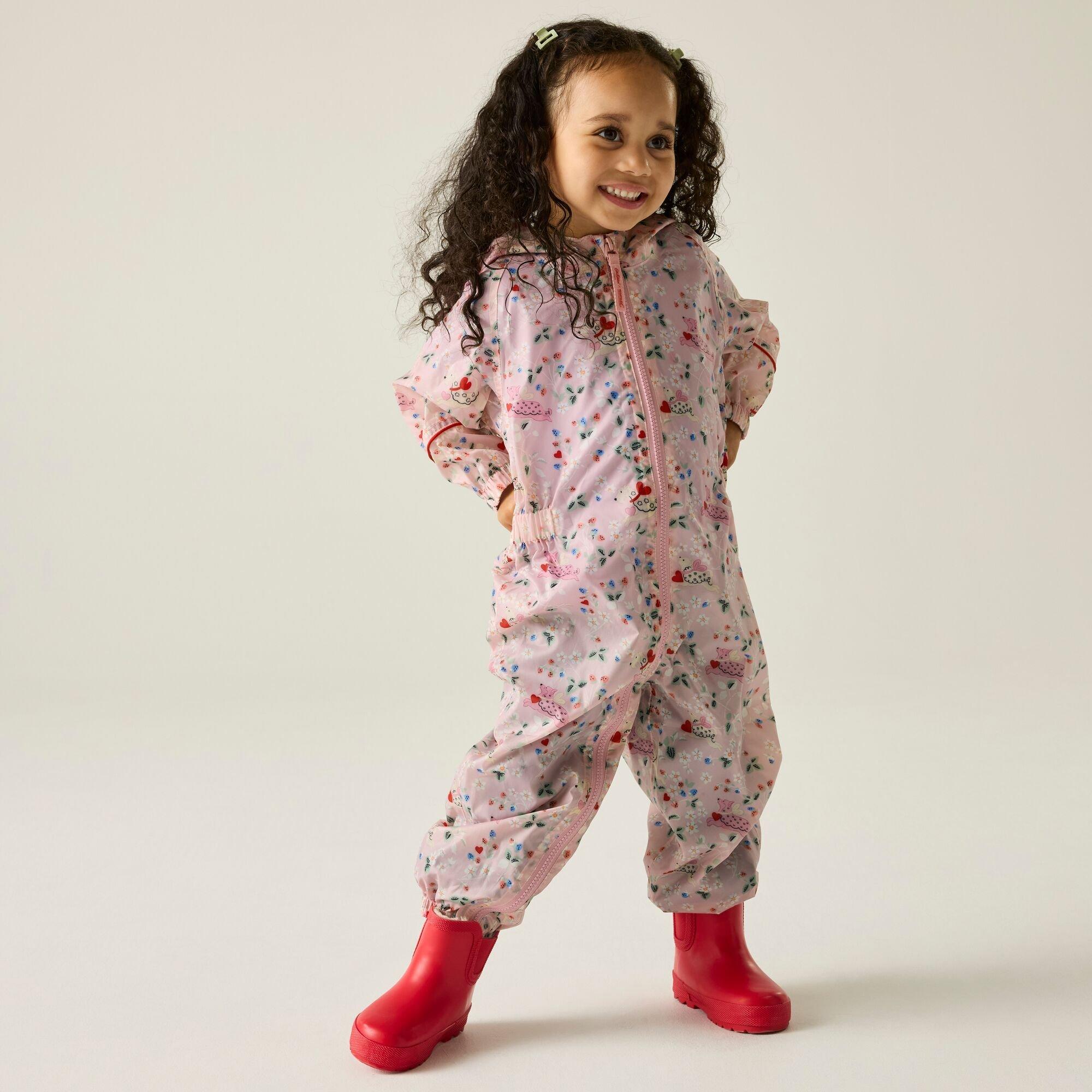 Regatta  Newborn Kids Cath Kidston Waterproof Isolite Puddlesuit - Pink Puppy Flor - 12-18 Mont