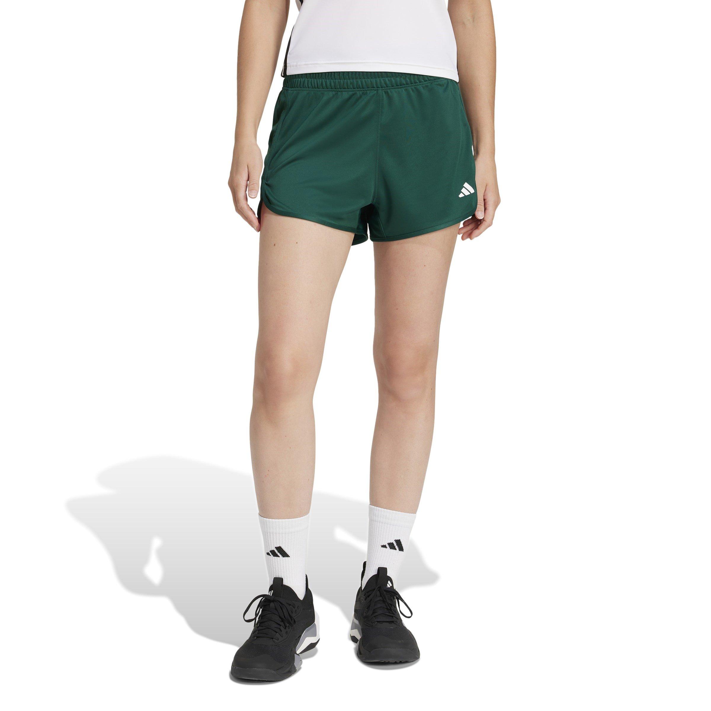 Coll Green/Wht - adidas - Pacer Essentials Knit High-Rise Shorts Womens - 3