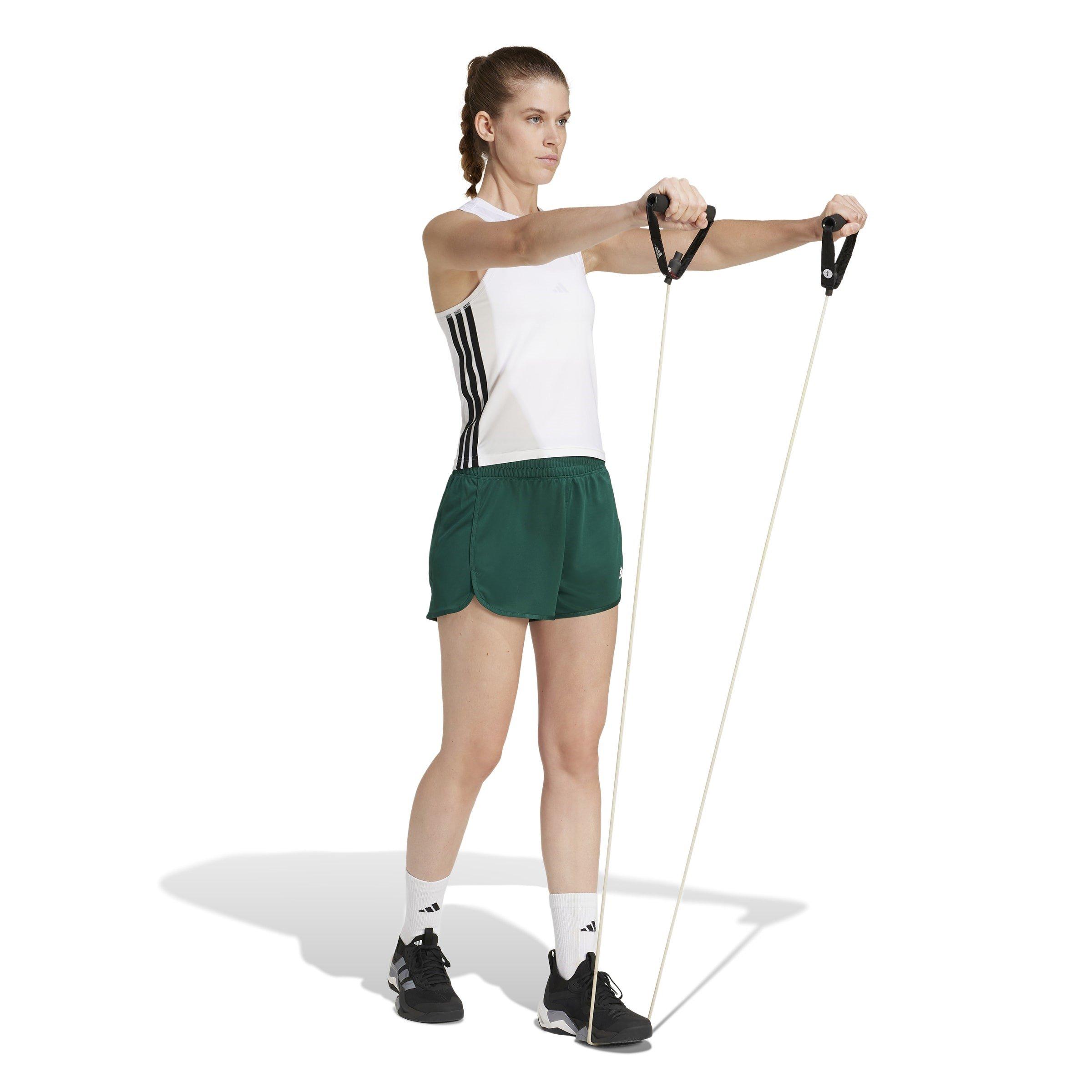 Coll Green/Wht - adidas - Pacer Essentials Knit High-Rise Shorts Womens - 5