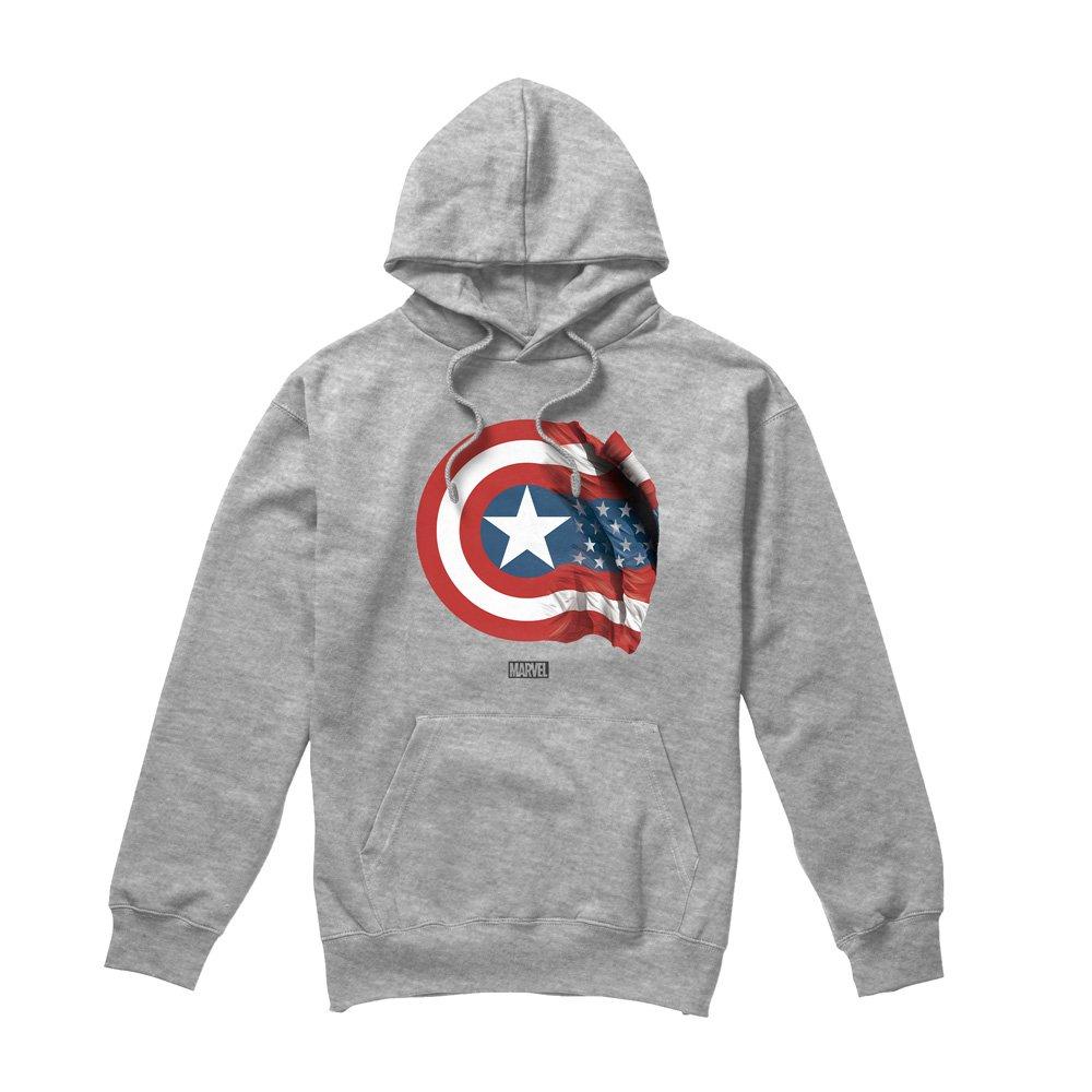 Grey - Captain America - Marvel Captain America Shield Flag Pullover Hoodie - 4