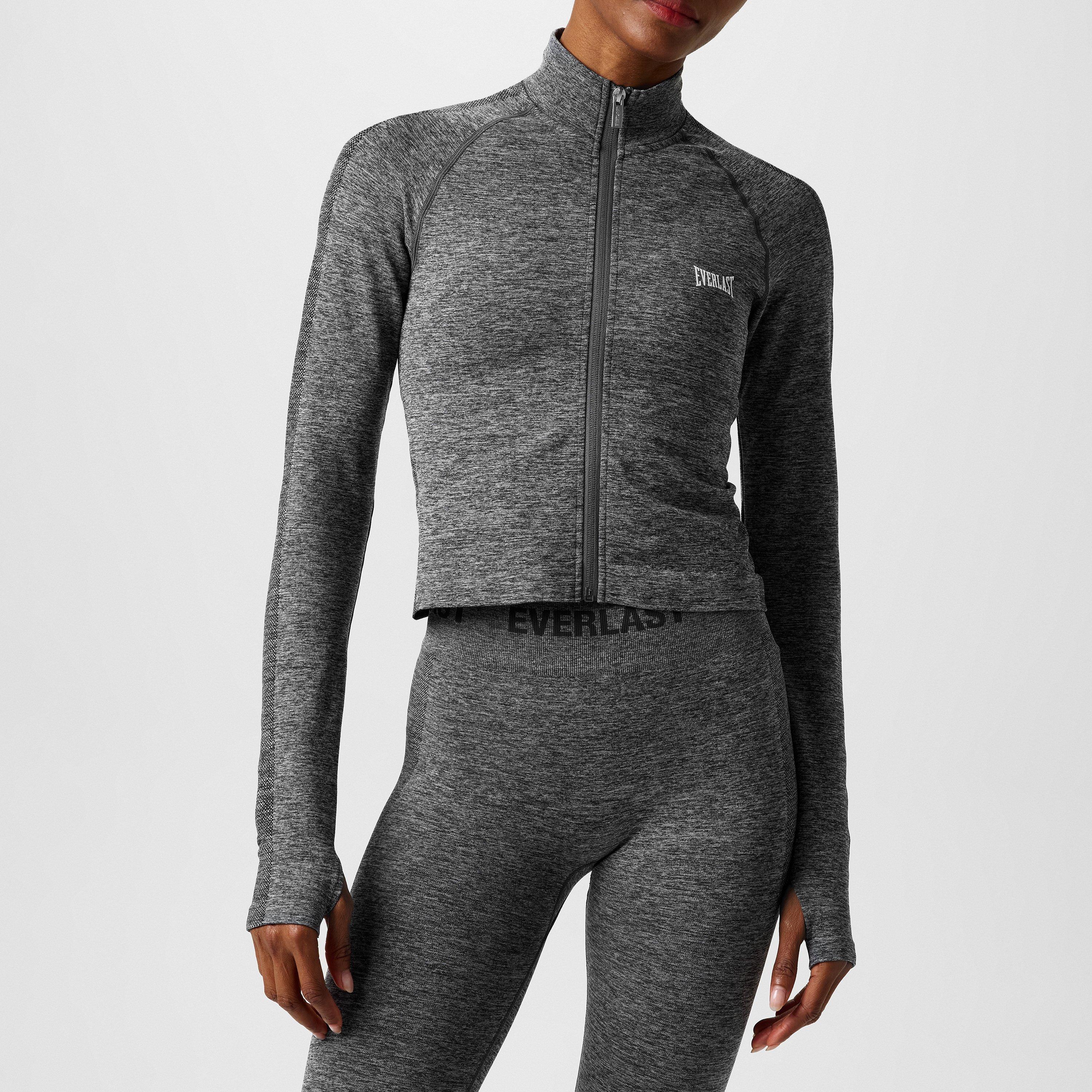 Charcoal Marl - Everlast - Women's Seamless Zipped Long-Sleeve Performance Gym Top - 1