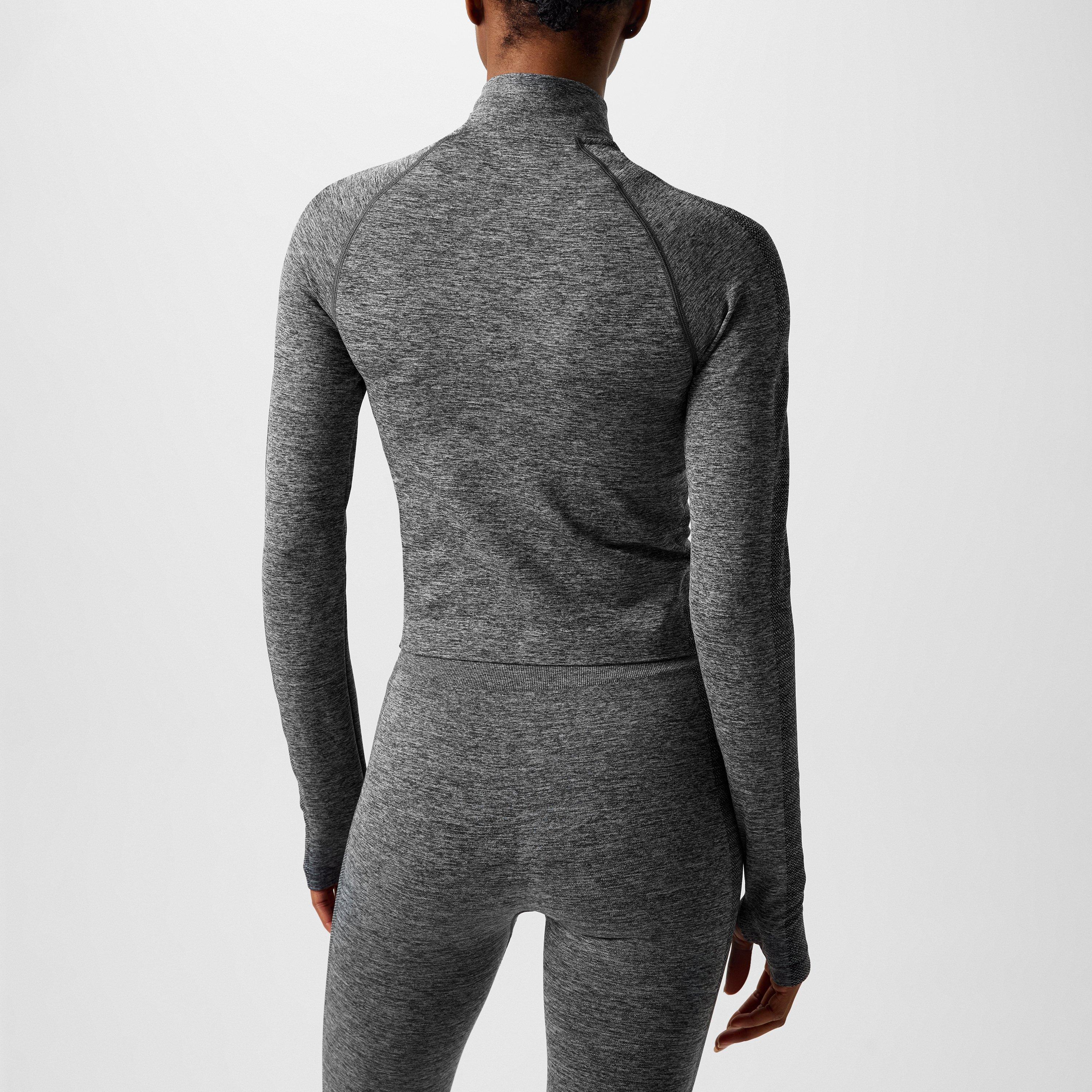 Charcoal Marl - Everlast - Seamless Zipped Long-Sleeve Performance Gym Top - 2