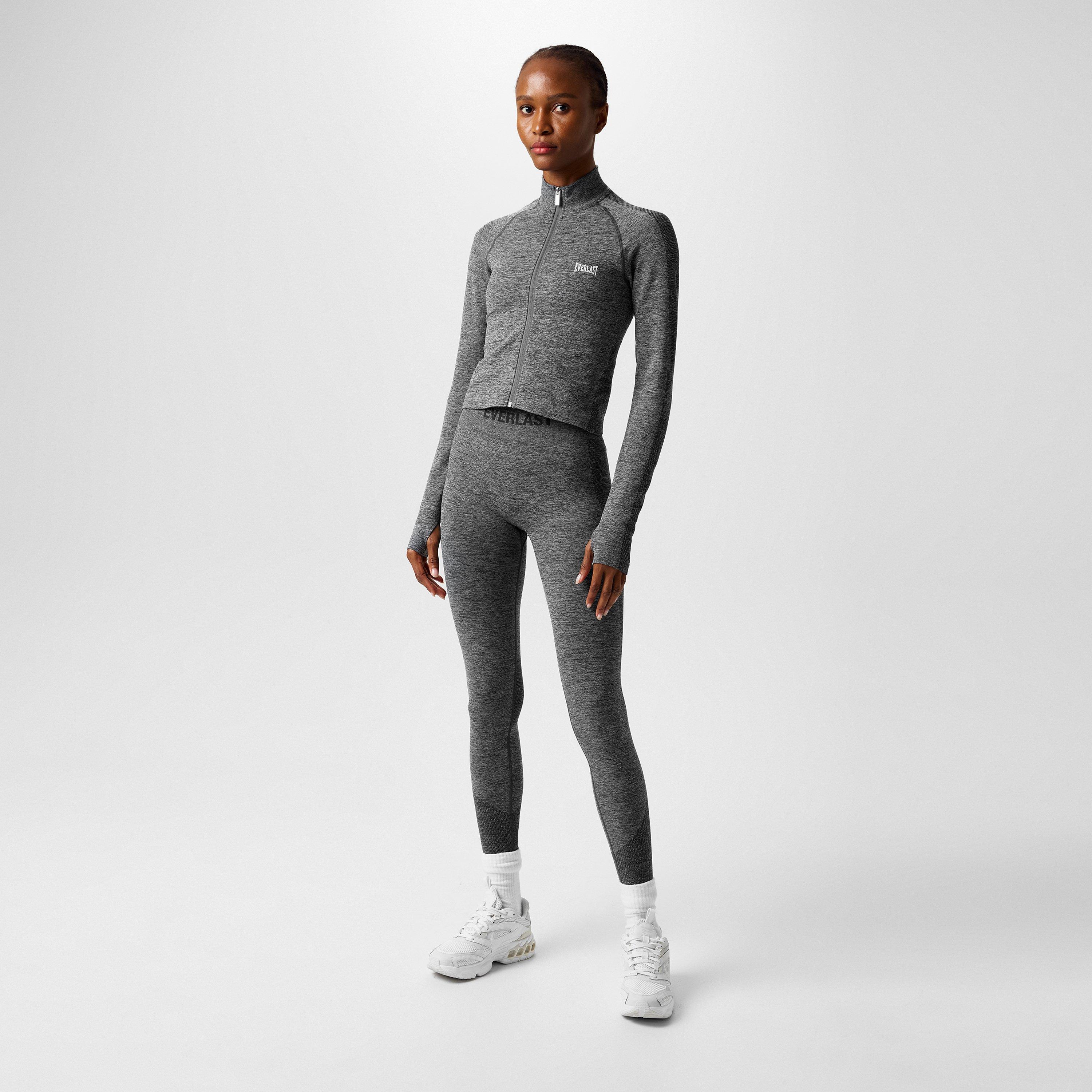 Charcoal Marl - Everlast - Seamless Zipped Long-Sleeve Performance Gym Top - 4