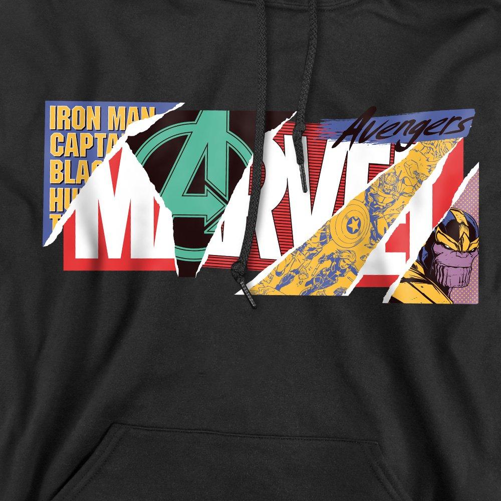 Black - Marvel - Marvel Scrapbook Logo Mens Pullover Hoodie Black - 2