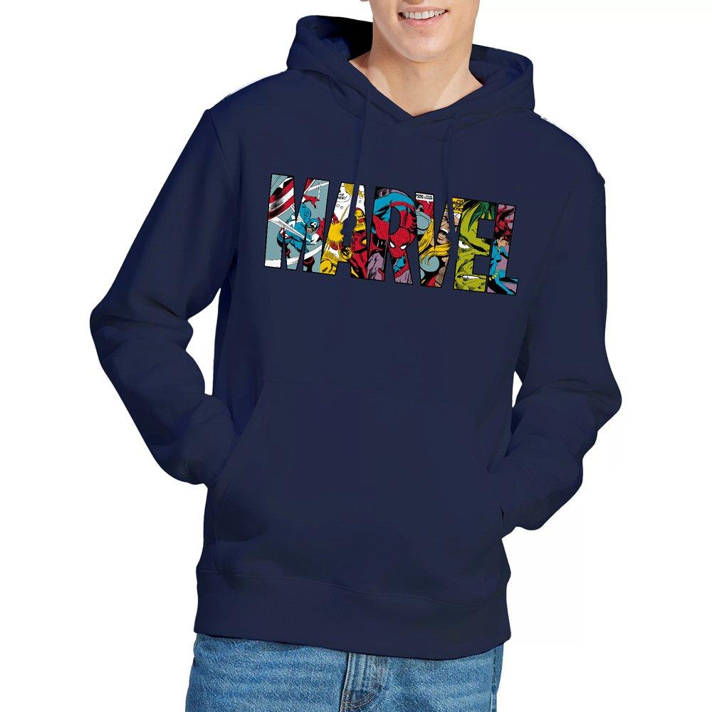 Navy - Marvel - Marvel Logo Characters Mens Pullover Hoodie Navy - 1