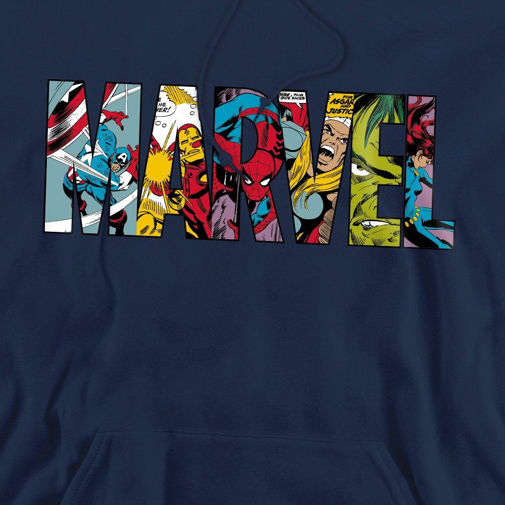 Navy - Marvel - Marvel Logo Characters Mens Pullover Hoodie Navy - 2