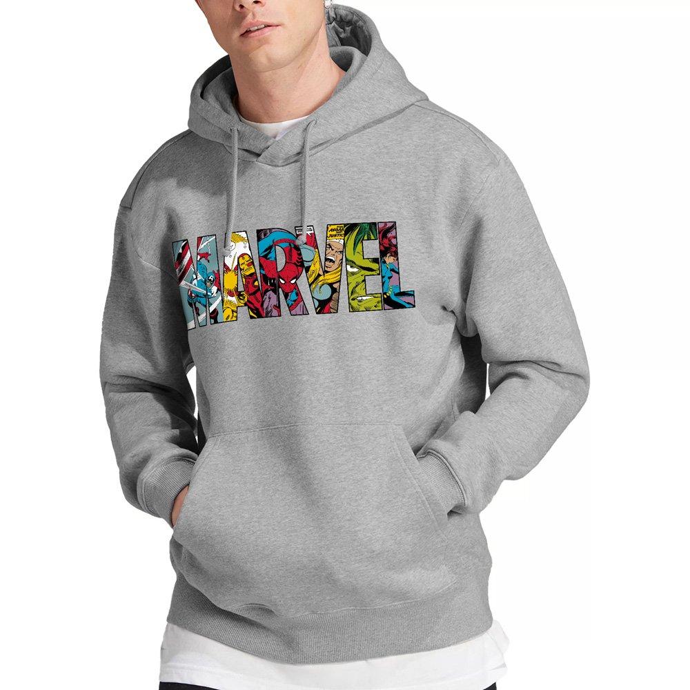 Grey - Marvel - Marvel Logo Characters Mens Pullover Hoodie Grey - 1