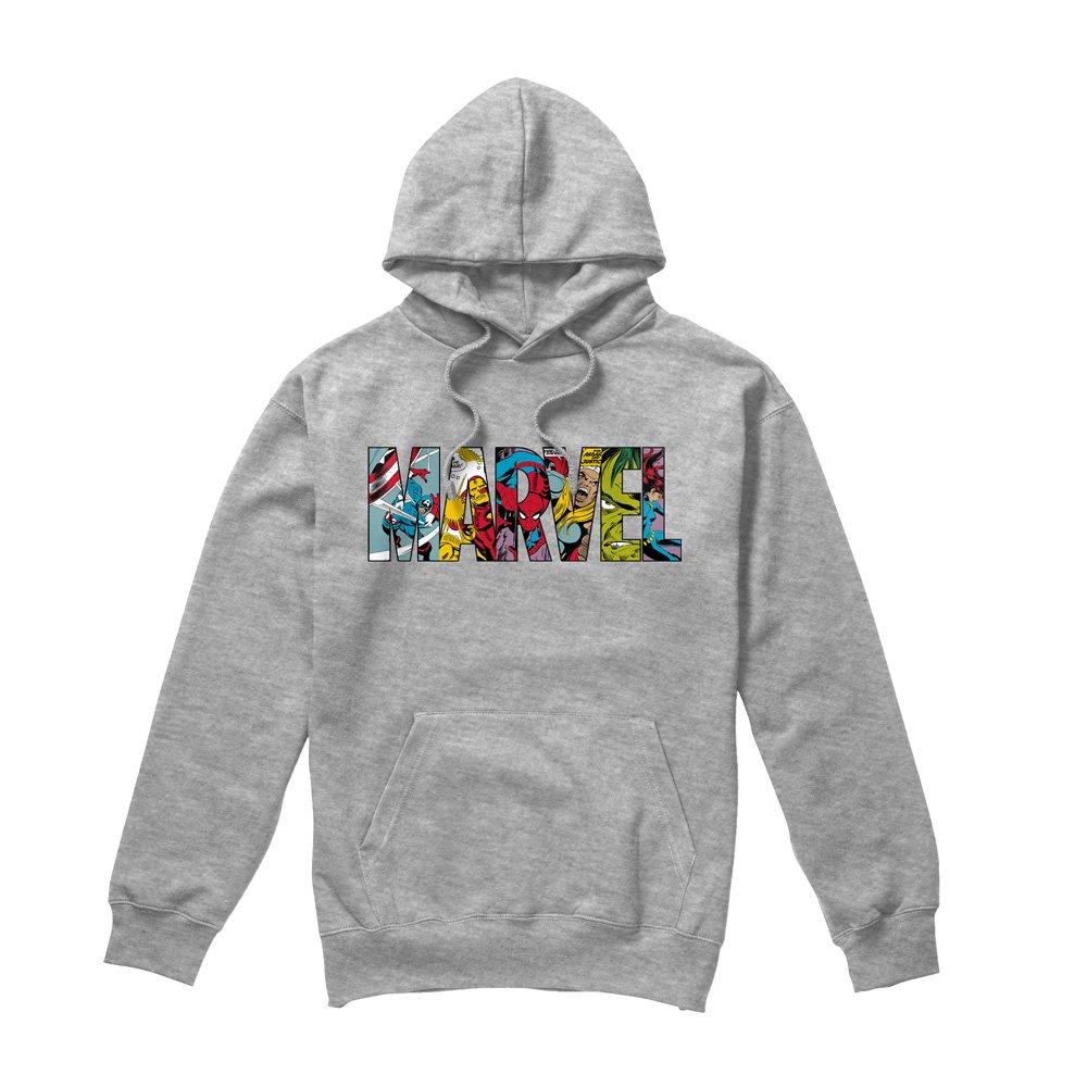 Grey - Marvel - Marvel Logo Characters Mens Pullover Hoodie Grey - 4
