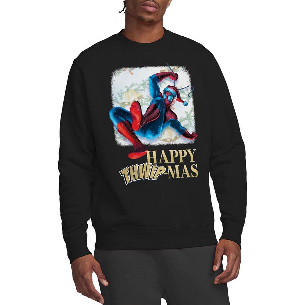 Black - Marvel - Spiderman Happy Thwipmas Christmas Window Sweatshi - 1