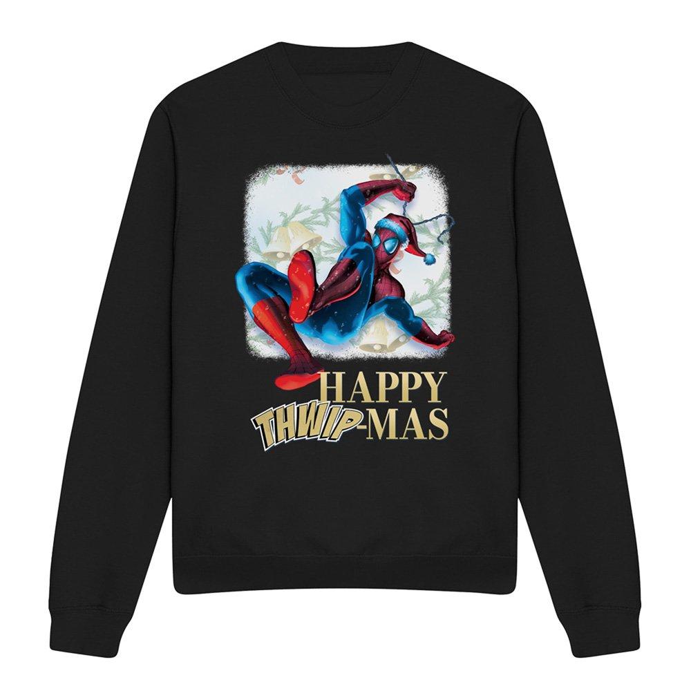 Black - Marvel - Spiderman Happy Thwipmas Christmas Window Sweatshi - 4