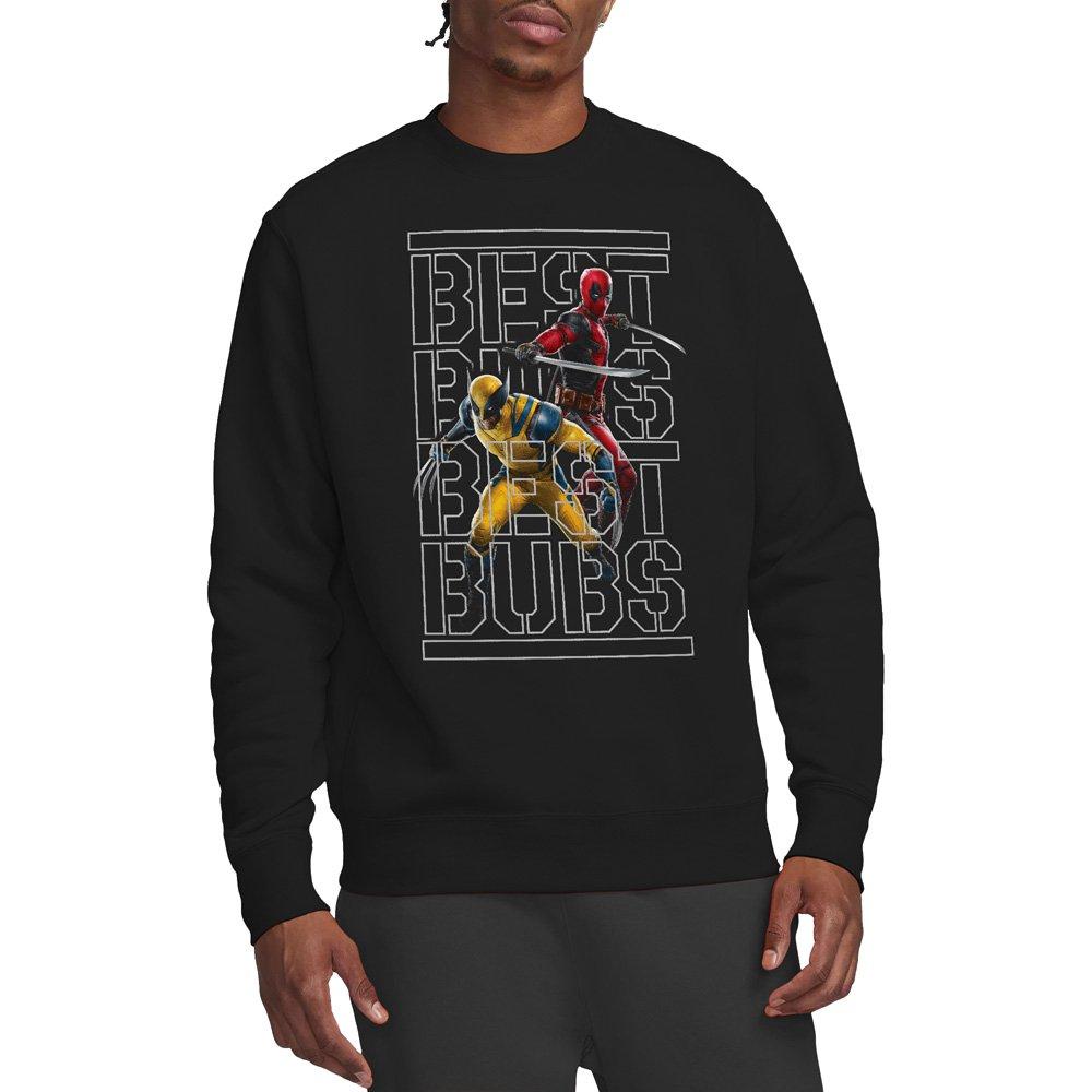 Marvel Men's Deadpool & Wolverine Best Bubs Stencil Sweatshirt - Black - M