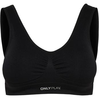 Only Play Black Seamless Ruched Sports Bra