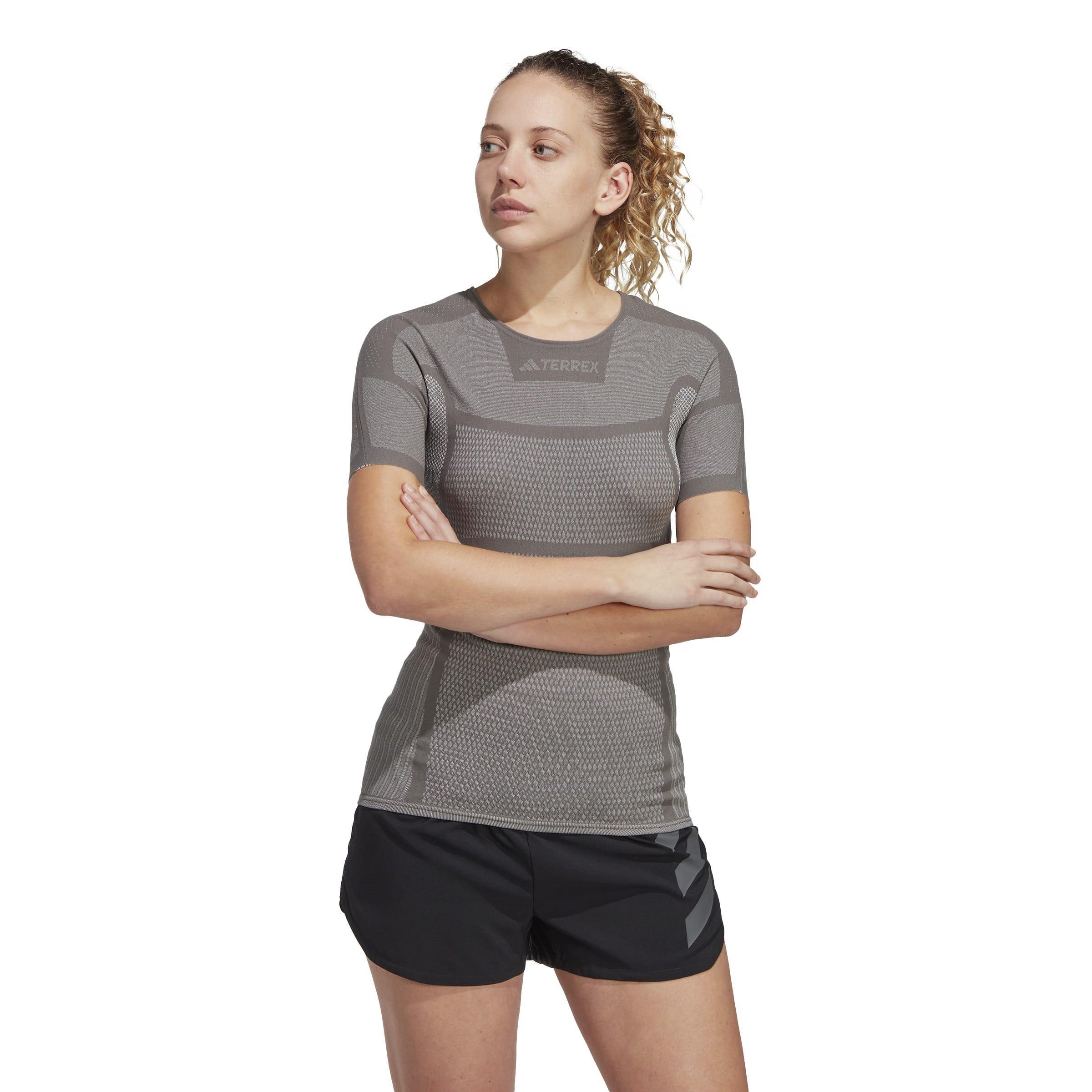 Grefiv/Wit - adidas - Terrex Drynamo Short Sleeve T-Shirt Womens - 2