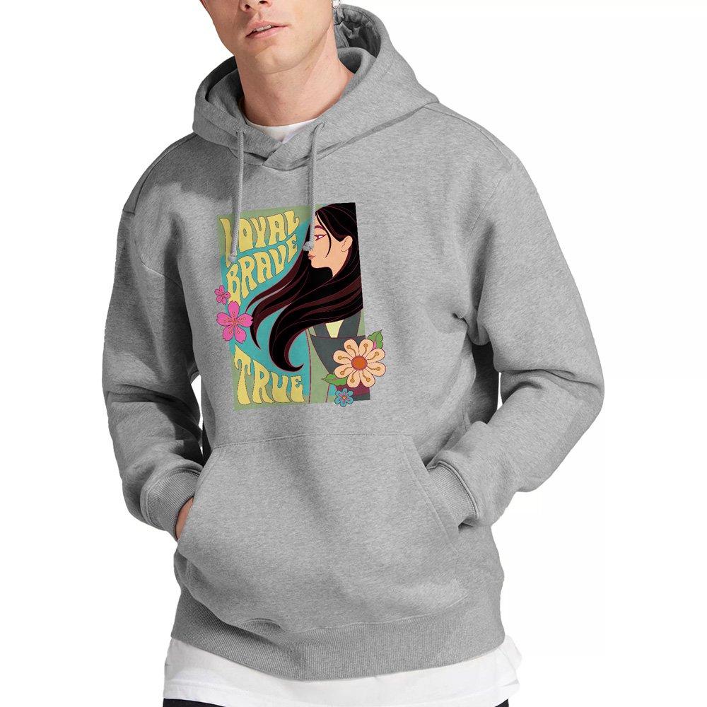 Light Grey - Disney - Mulan Loyal Brave True Profile Mens Hoodie Light G - 1