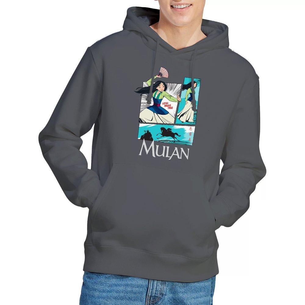 Charcoal - Disney - Mulan Action Panels Mens Hoodie Charcoal - 1