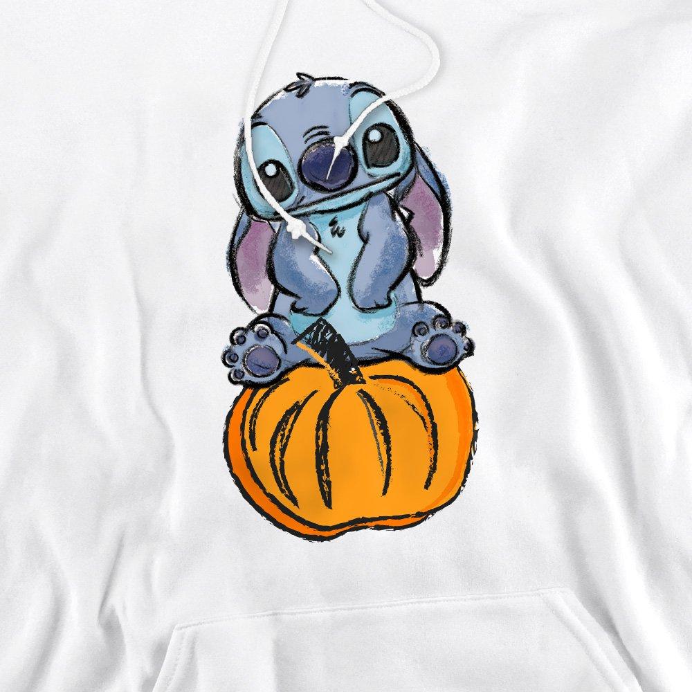 White - Disney - Lilo & Stitch Pumpkin Sketch Mens Hoodie White - 2