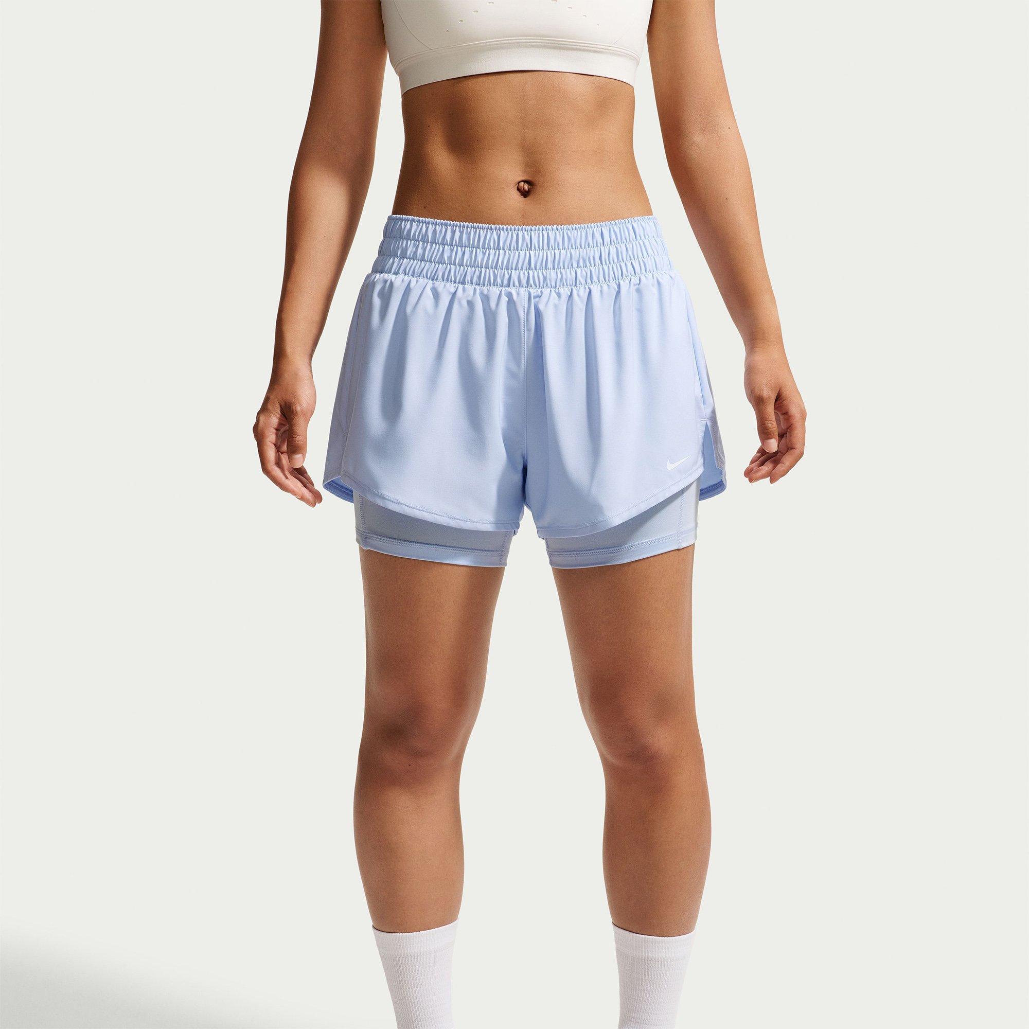 Hydro Blue/Wht - Nike - Dri FIT One Womens 2 In 1 Performance Shorts - 3